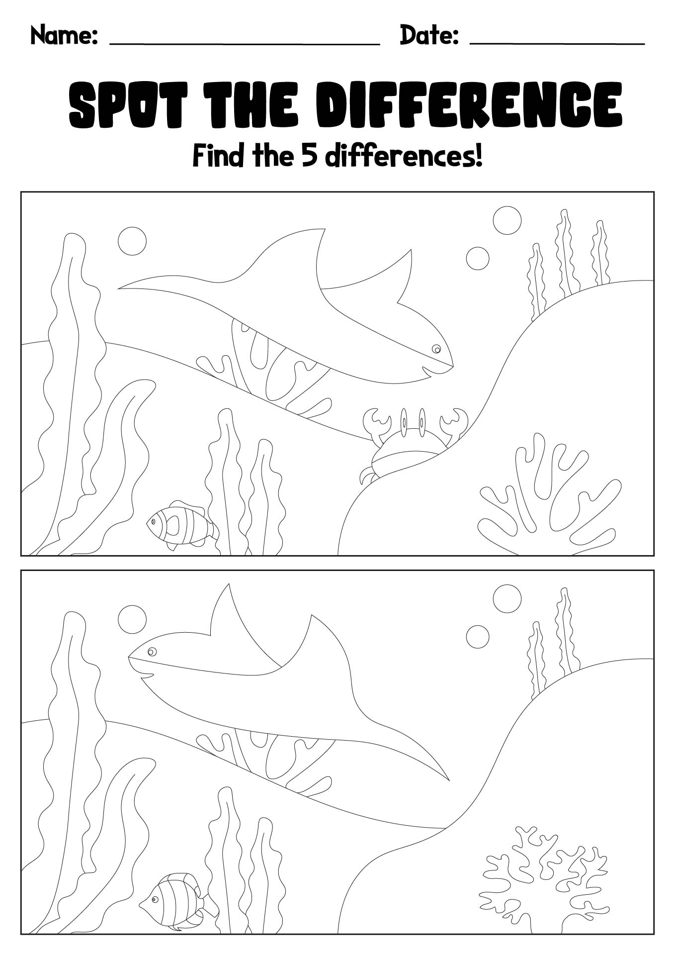 Printable Spot the Difference Challenges for Kids