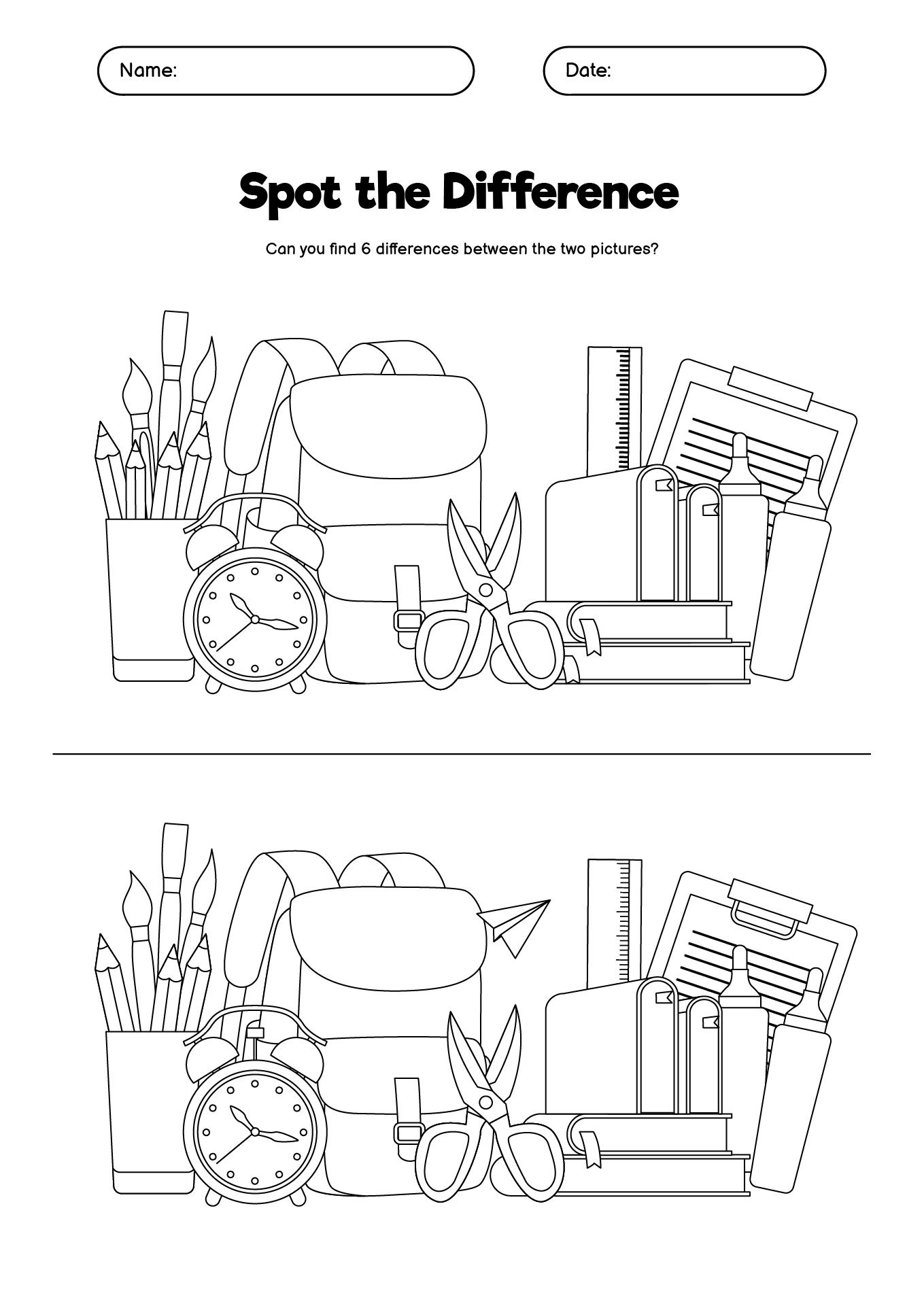 Printable Spot the Difference Kids Activity Sheets