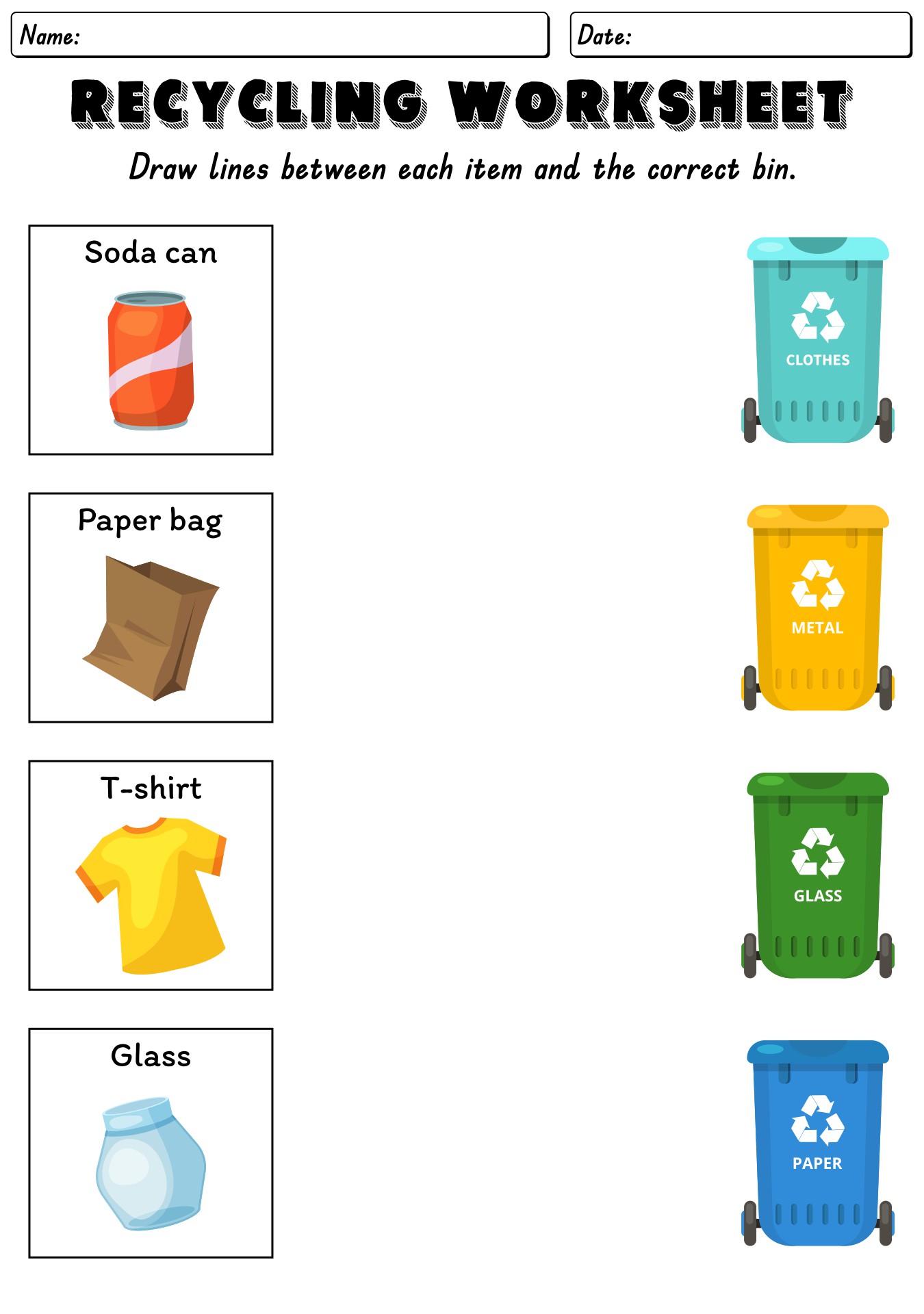 Recycling Materials Activity Sheet