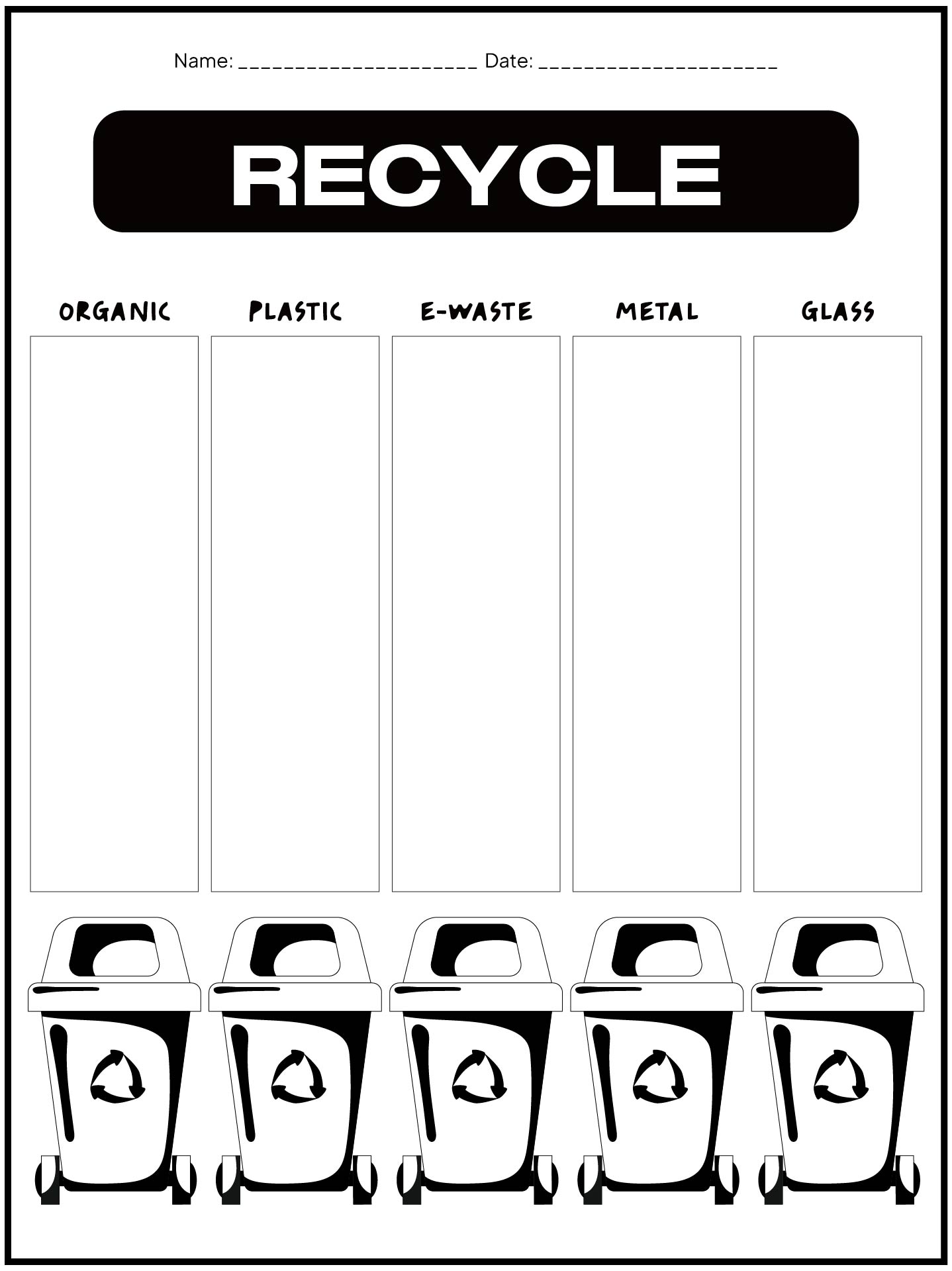 Recycling Rules for Kids Worksheet