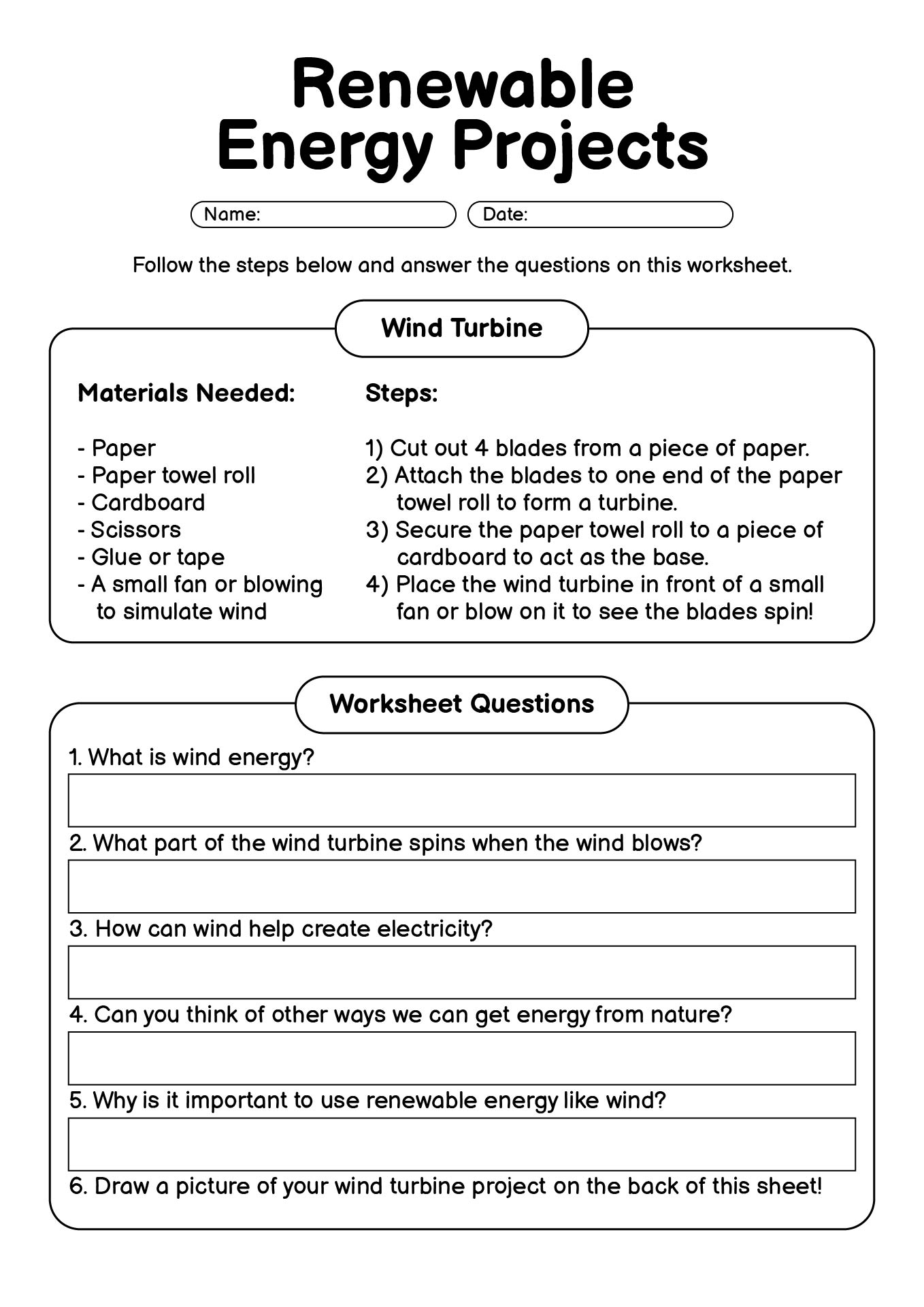 Renewable Energy Projects for 3rd Graders