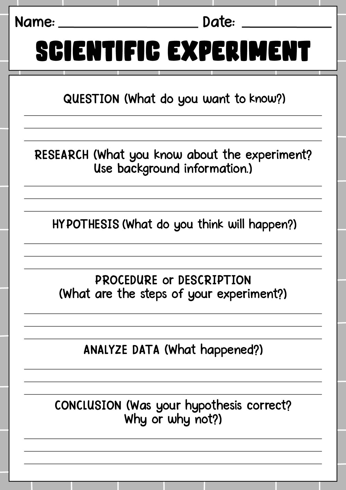 Scientific Method Practice Sheets for 5th Graders