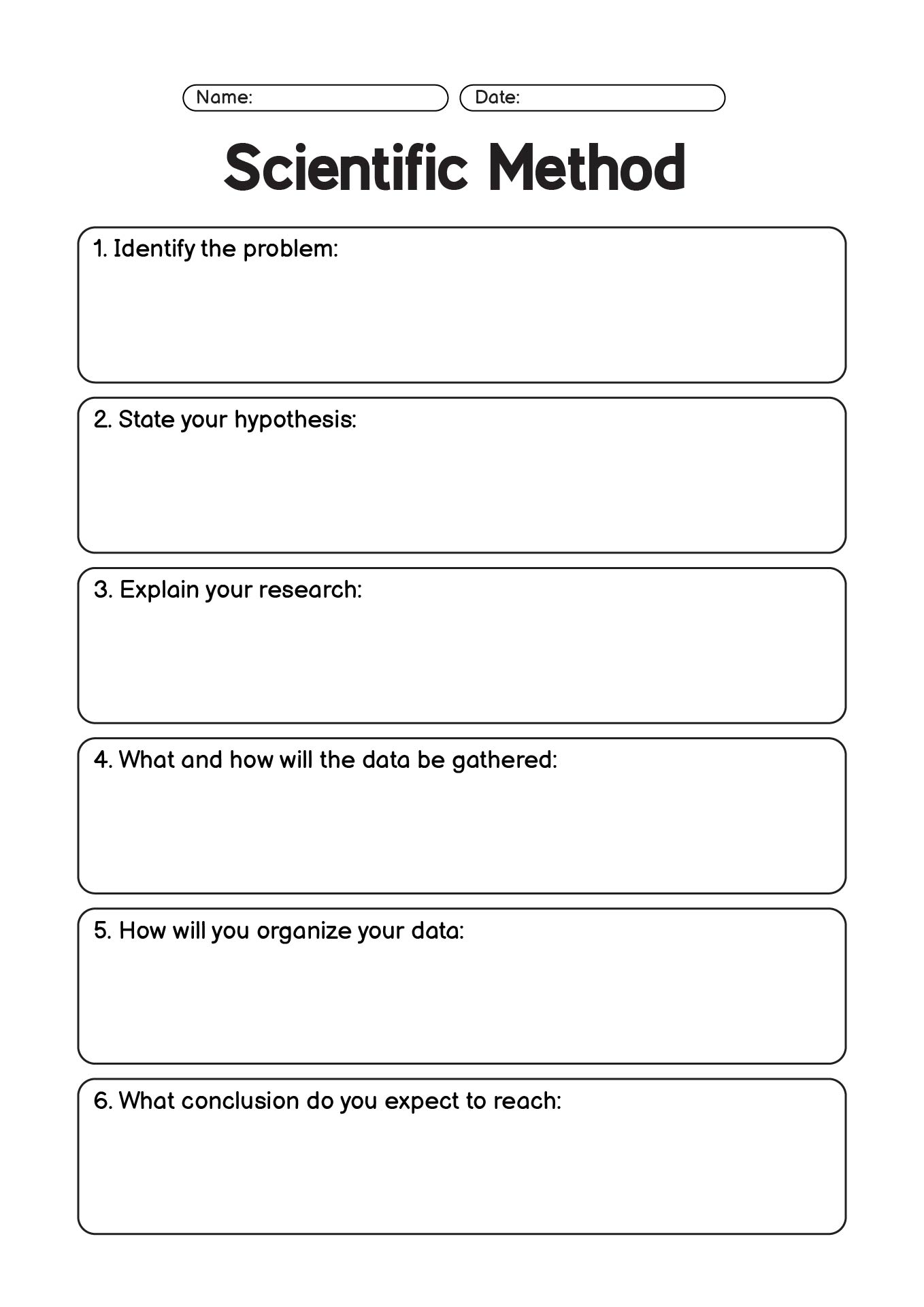 Scientific Method Worksheet for 5th Grade Students