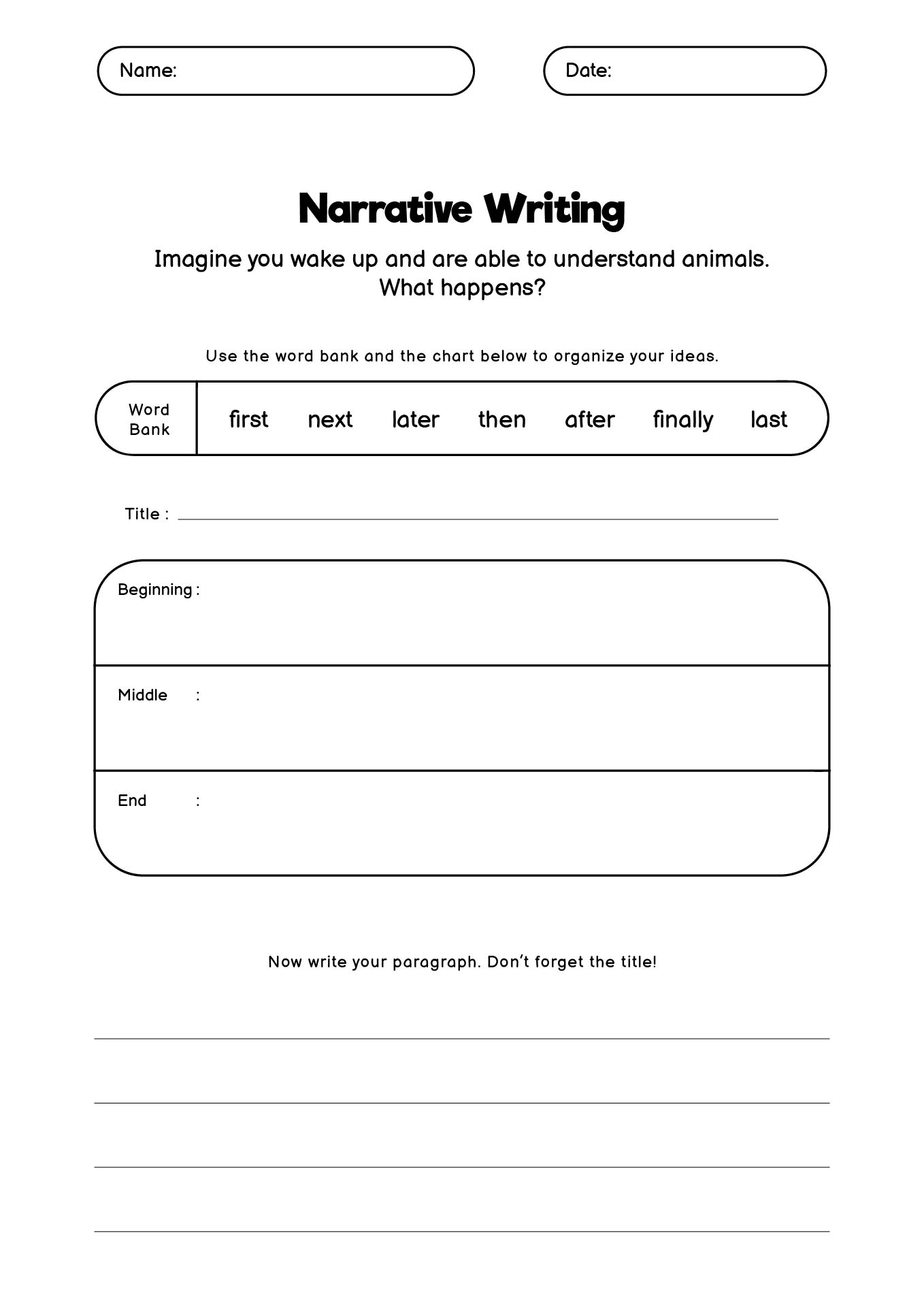 Second Grade Story Writing Worksheets