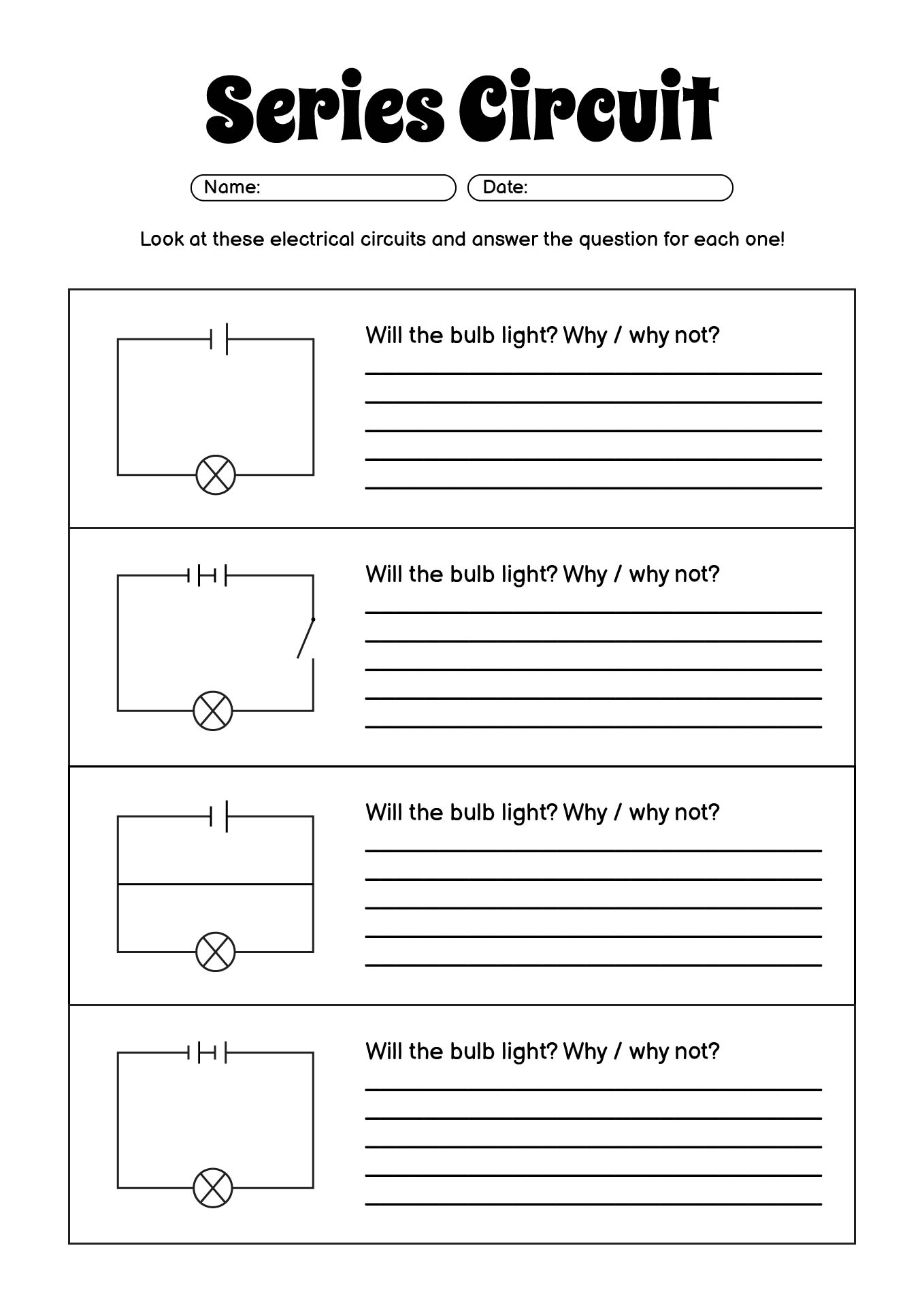 Series Circuit Questions for Students