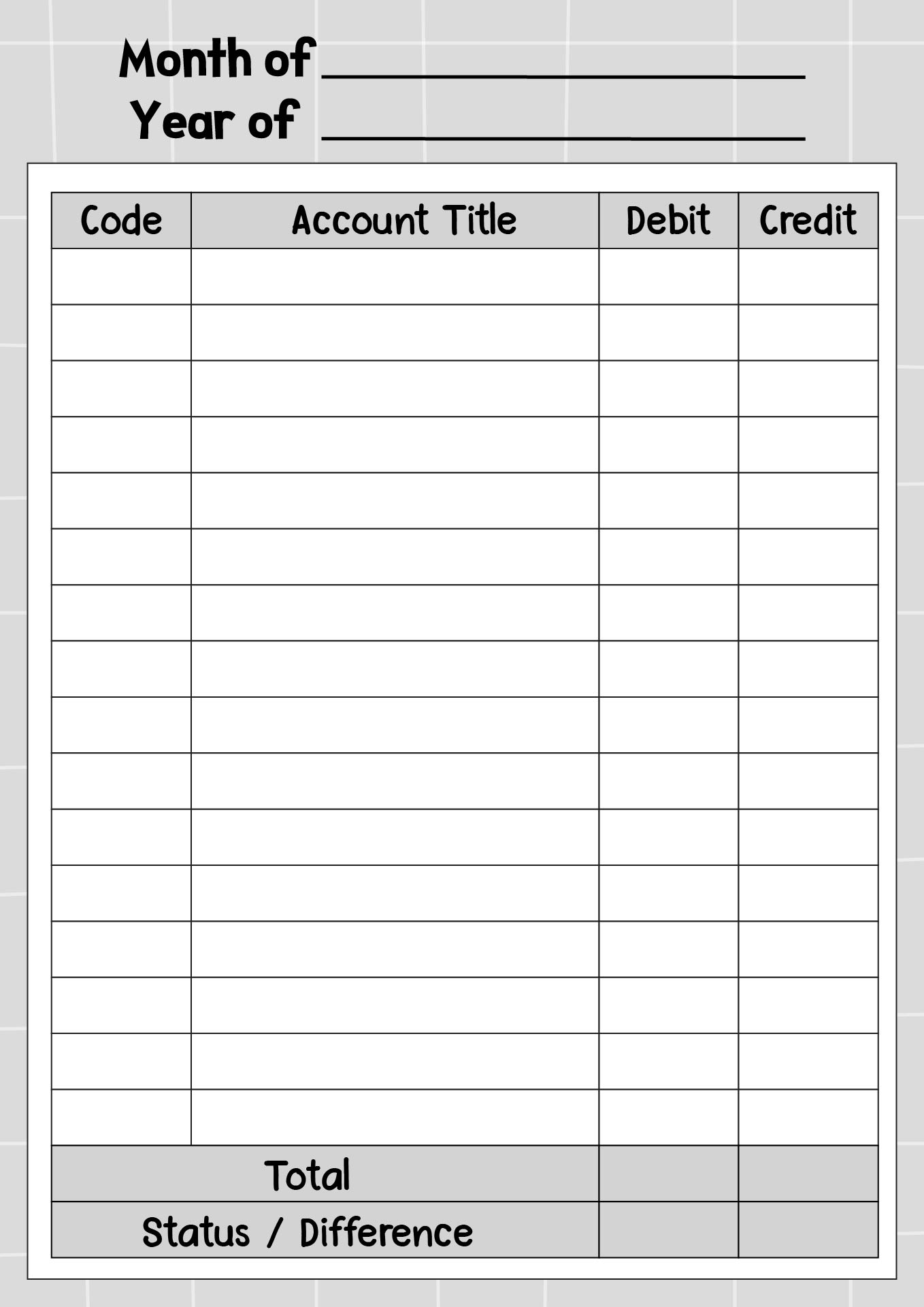 Small Business Trial Balance Worksheet