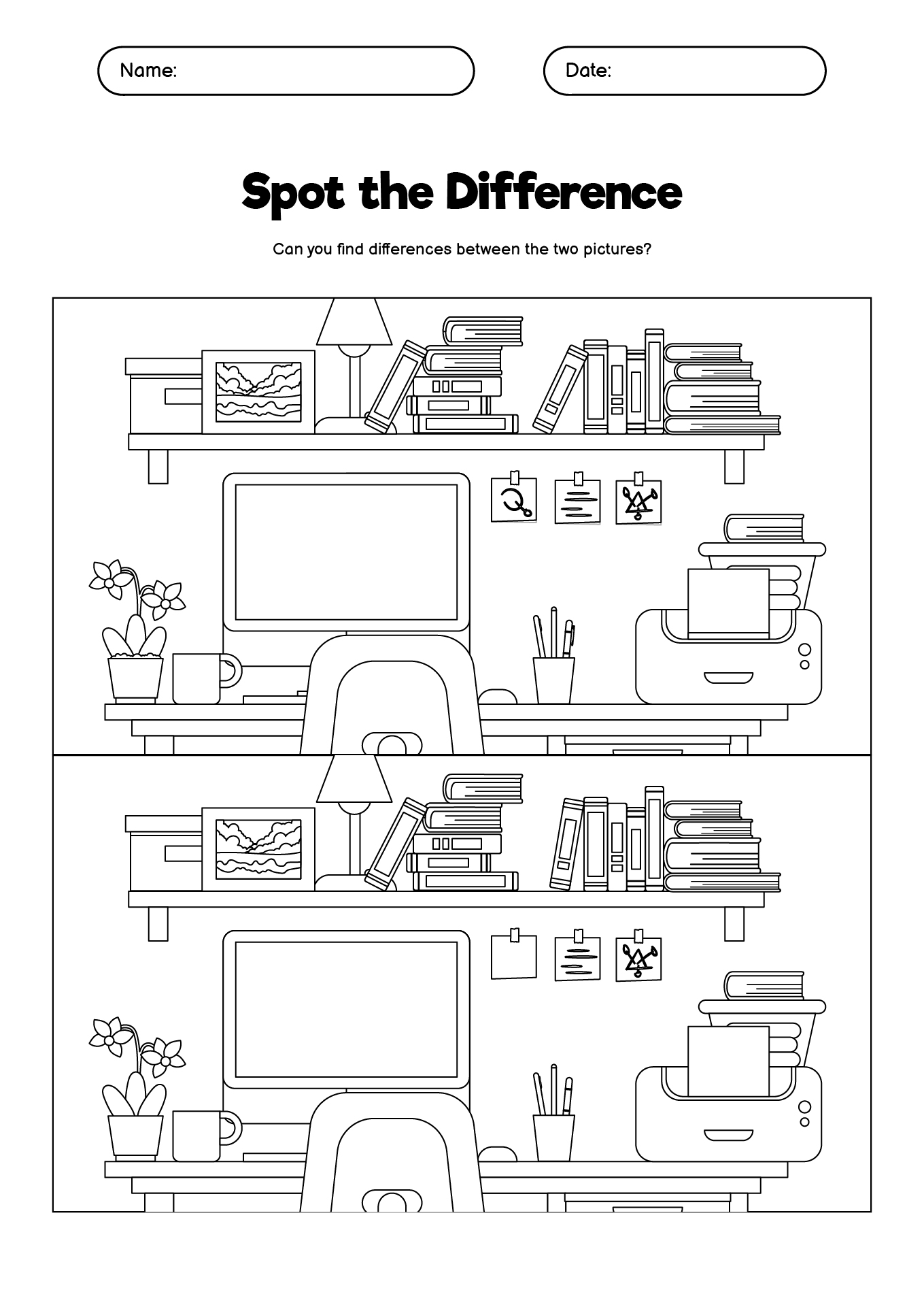 Spot the Difference Challenge for Adults Worksheets