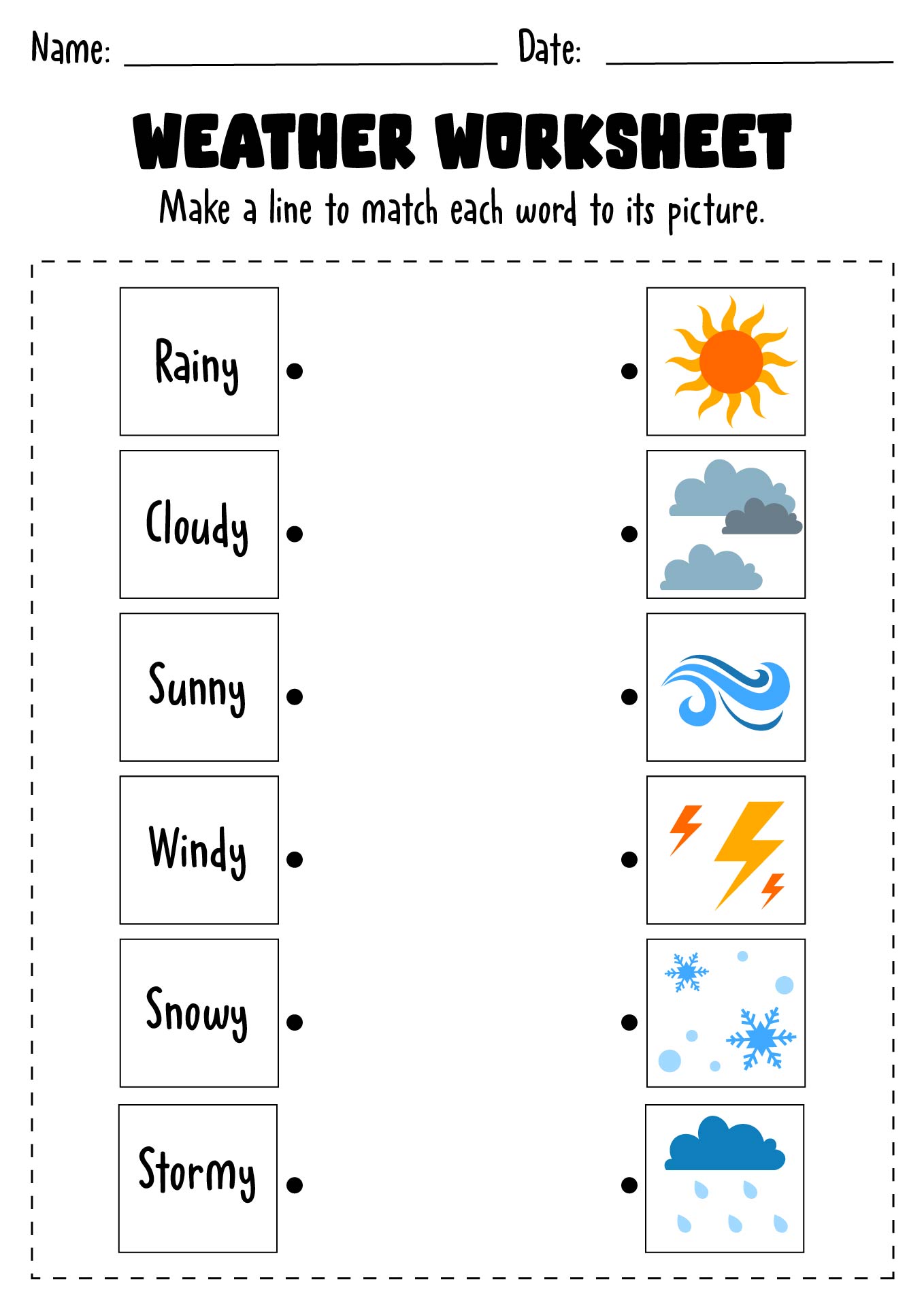 Weather Conditions Matching Worksheets