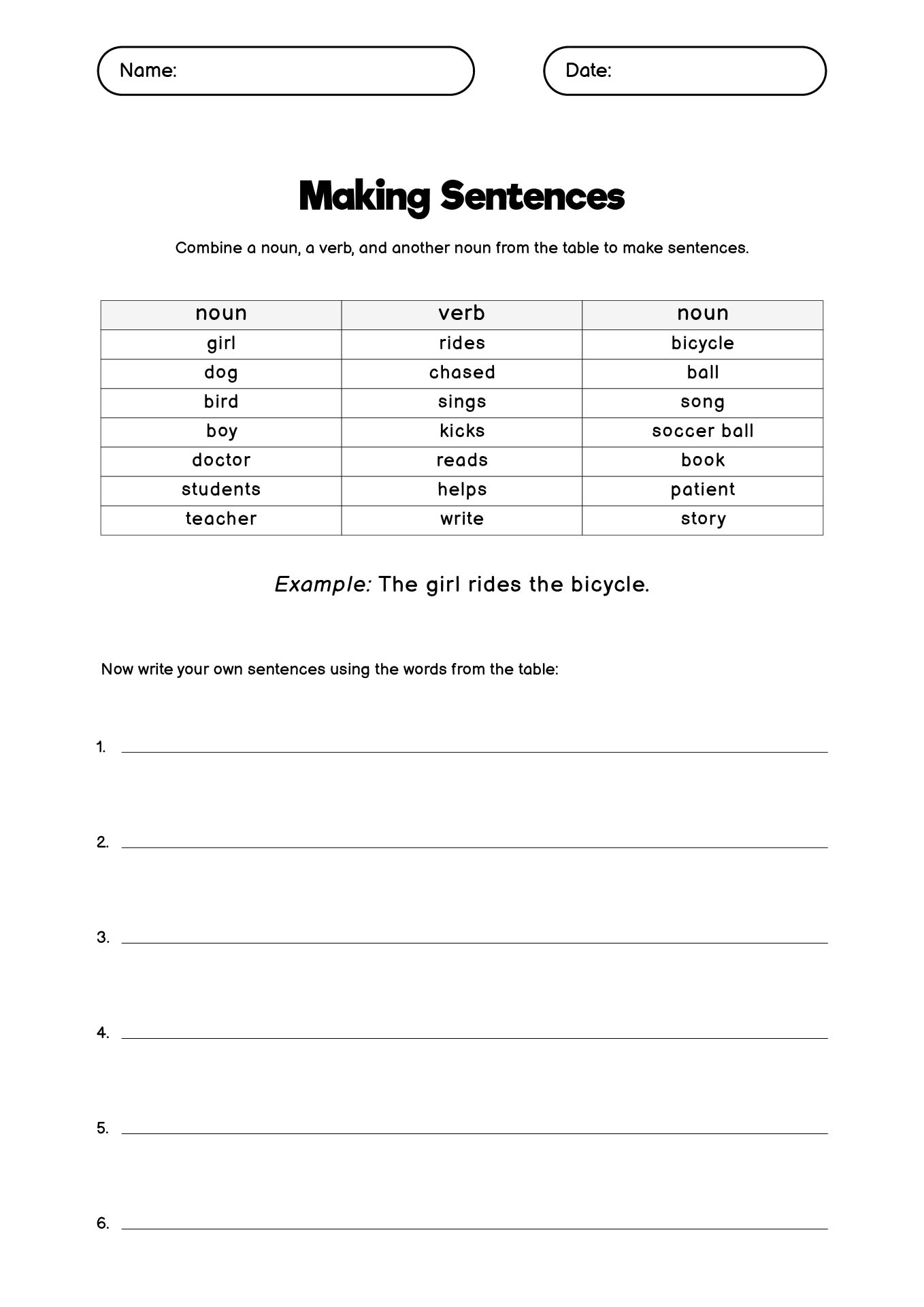 Writing Development Worksheets for Grade Two