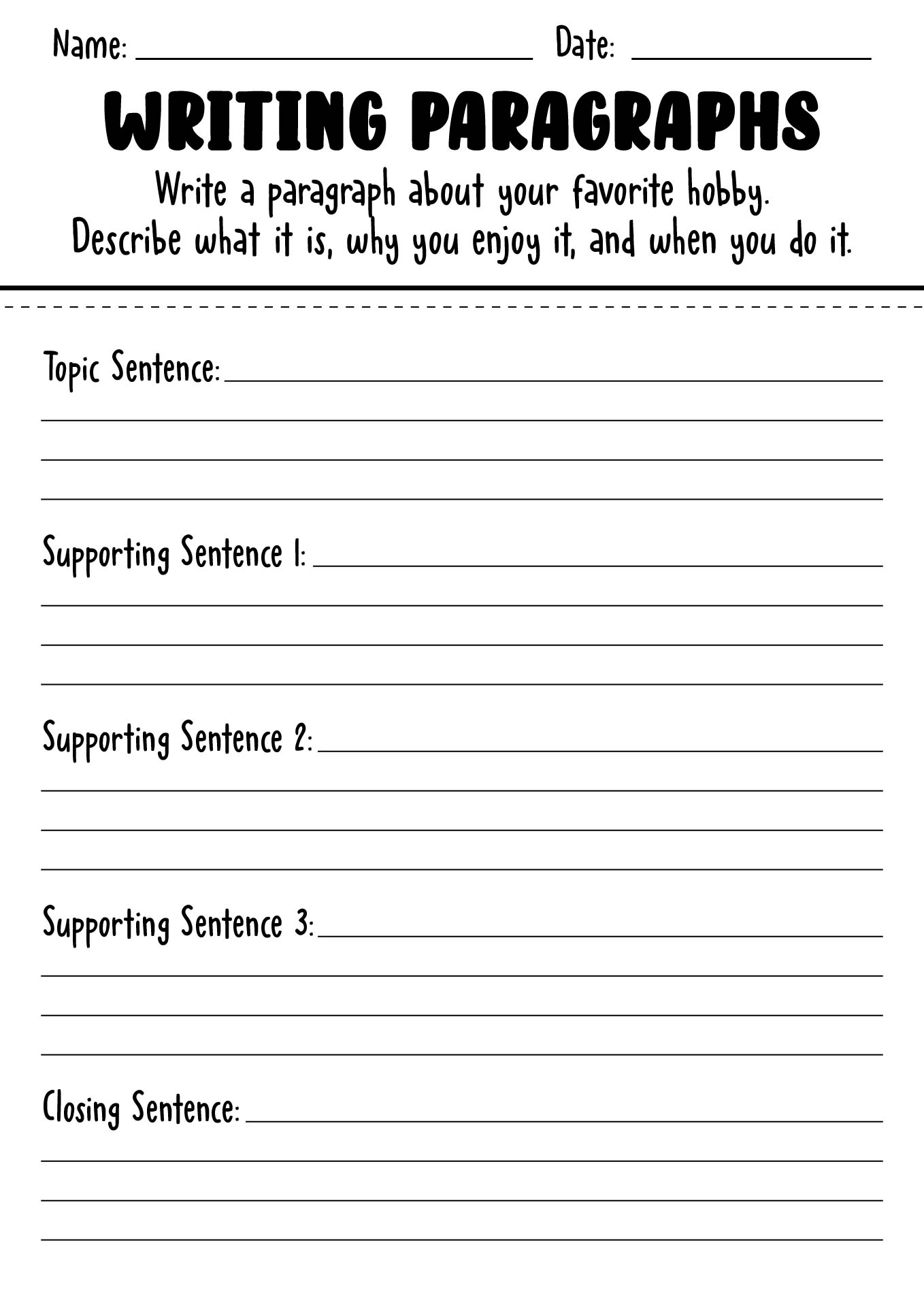 Writing Paragraphs in Second Grade Worksheet