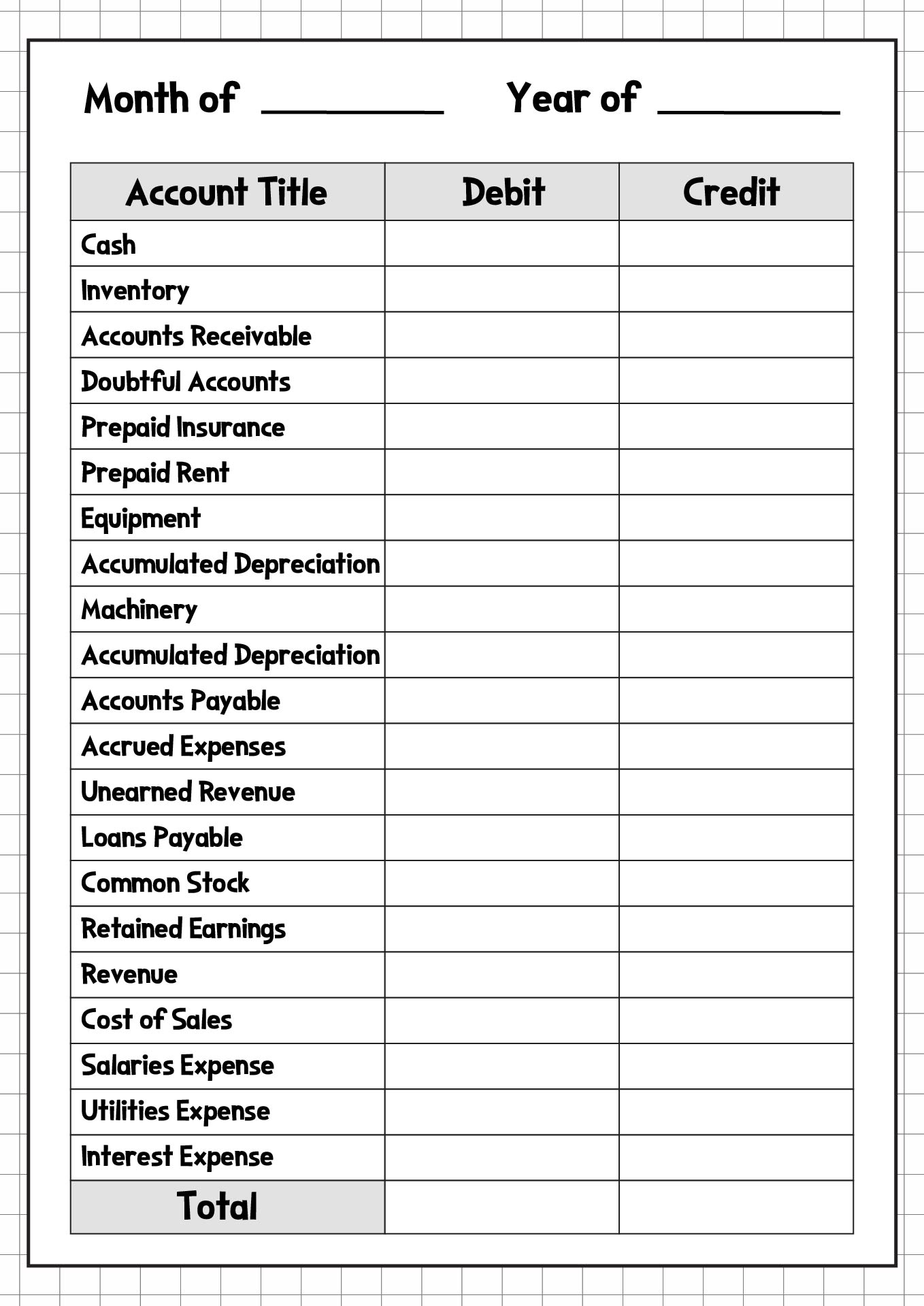 Year-End Trial Balance Worksheet