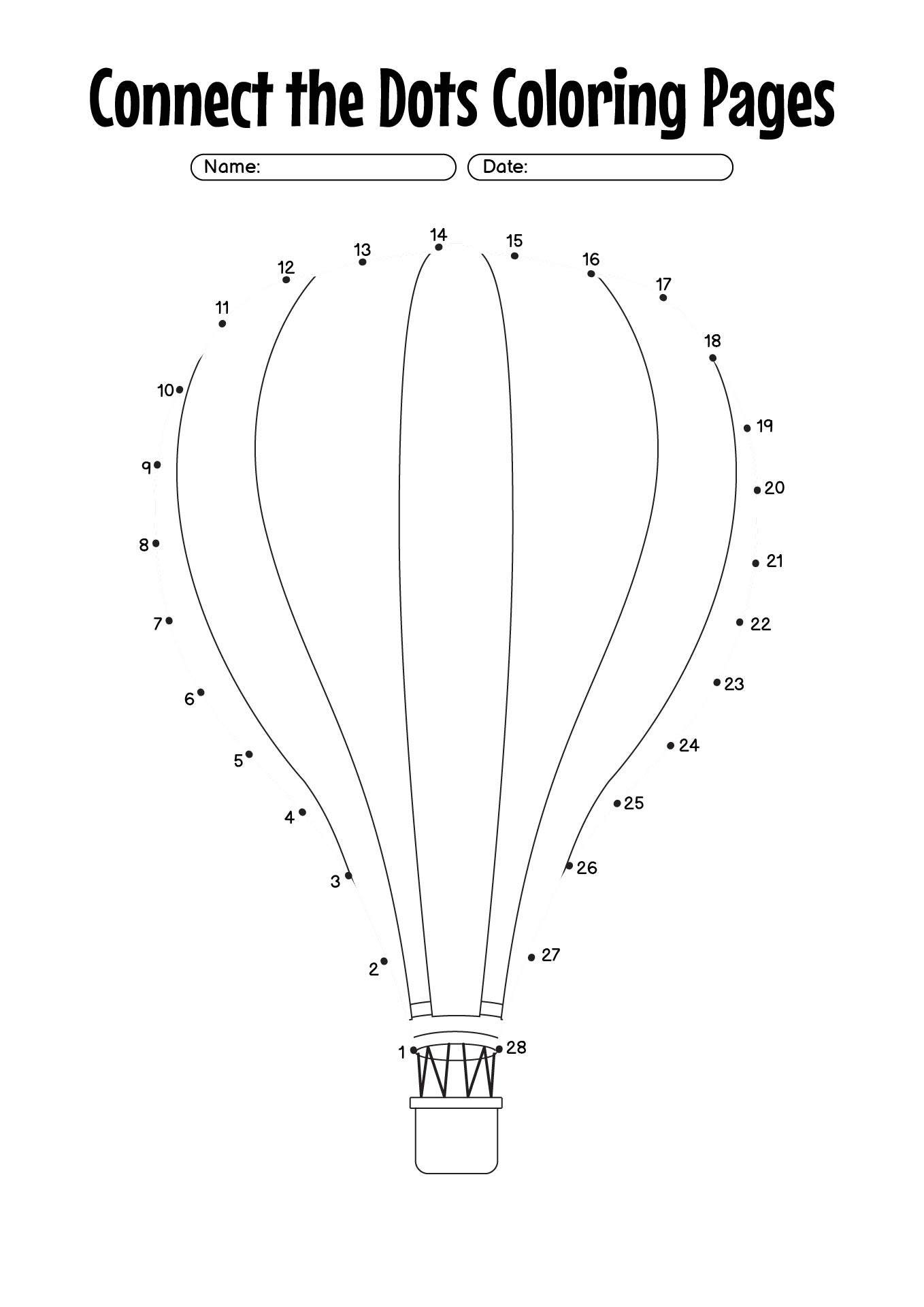 1st Grade Connect the Dots Coloring Pages