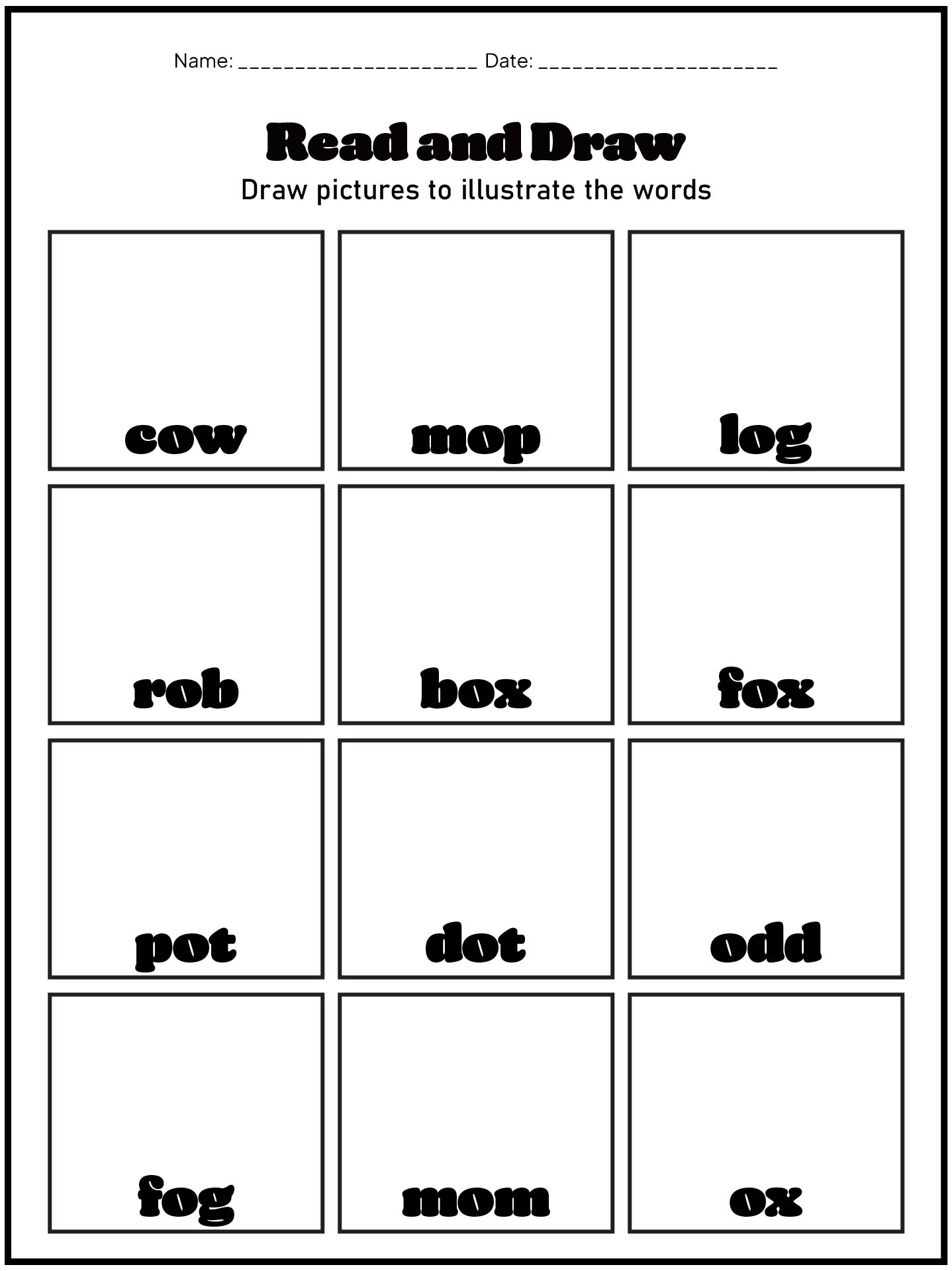 1st Grade Short-Vowel O Practice Sheets