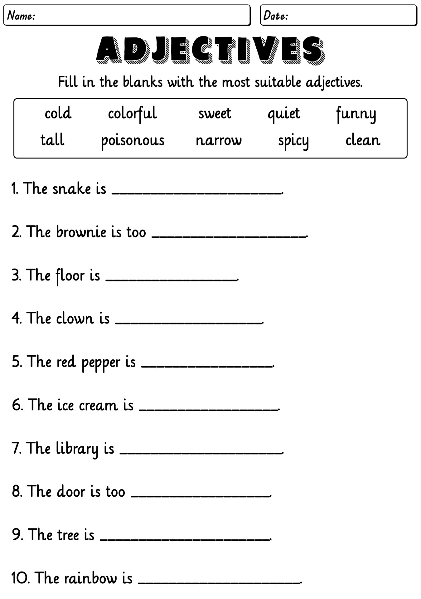 2nd Grade English Worksheets