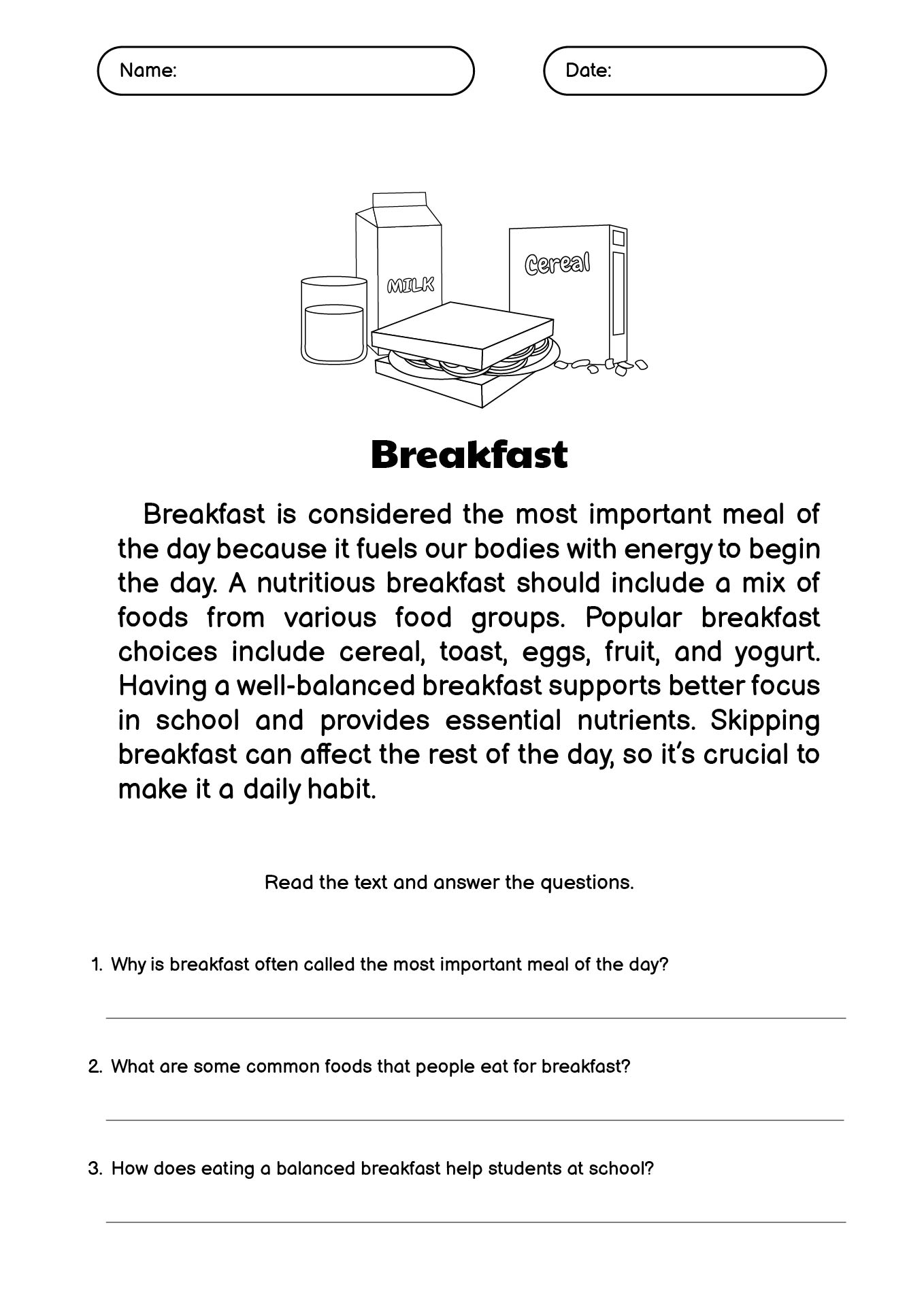 4th Grade Reading Comprehension Practice Sheets