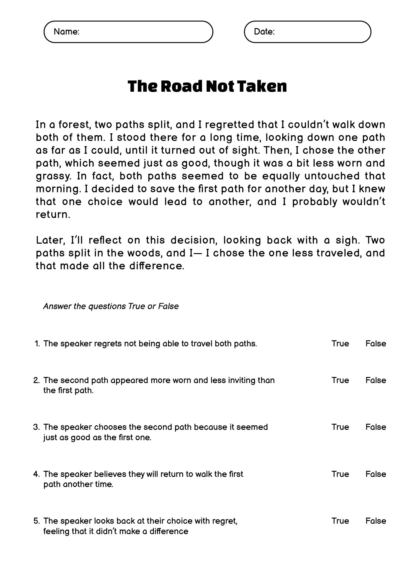 9th Grade Reading Comprehension Worksheets Printable