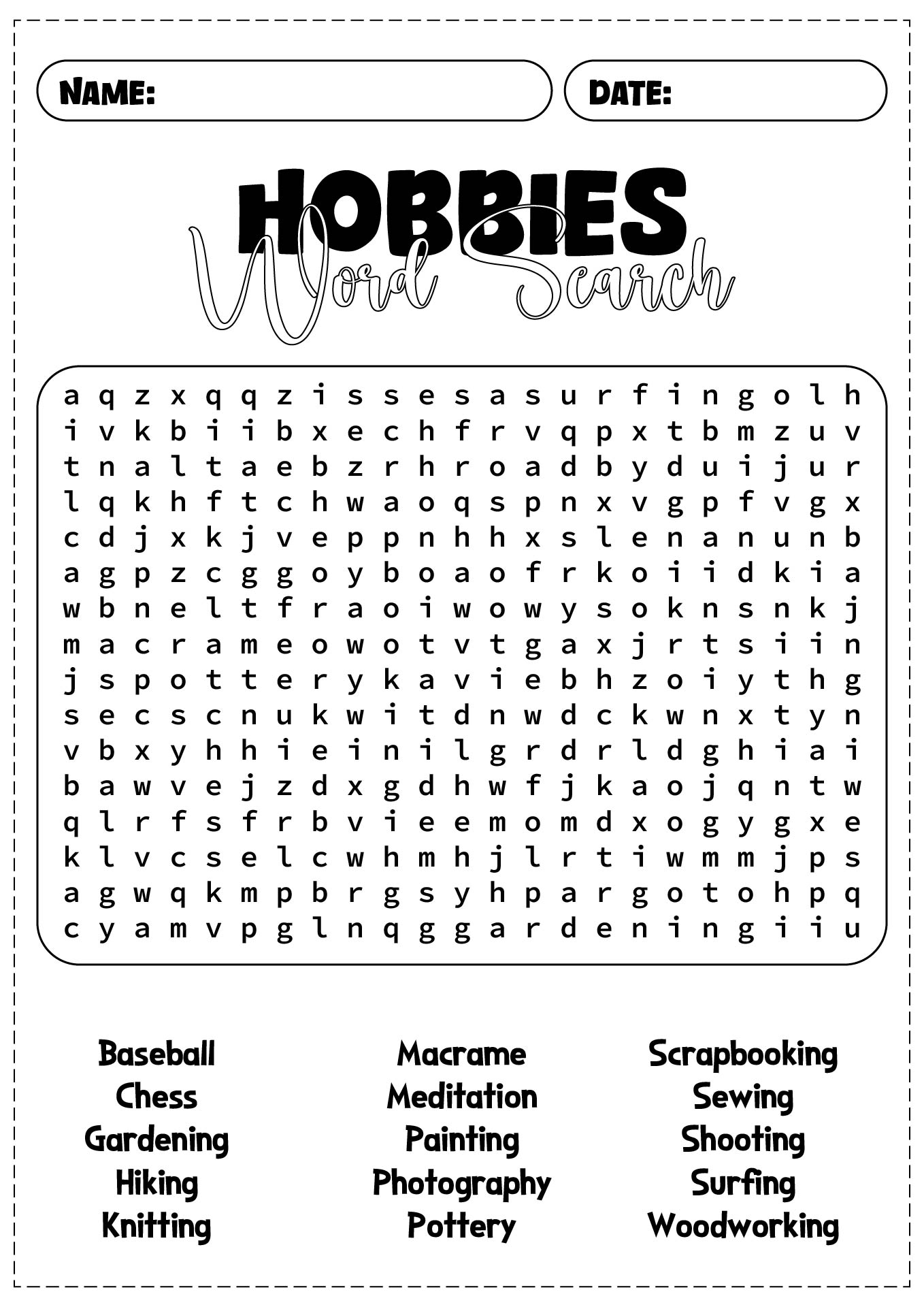 Adult Brain Teasers Word Search Printables