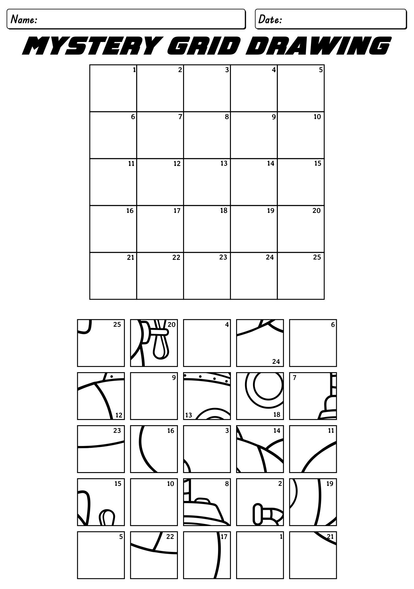 Beginner Mystery Grid Drawing Worksheets