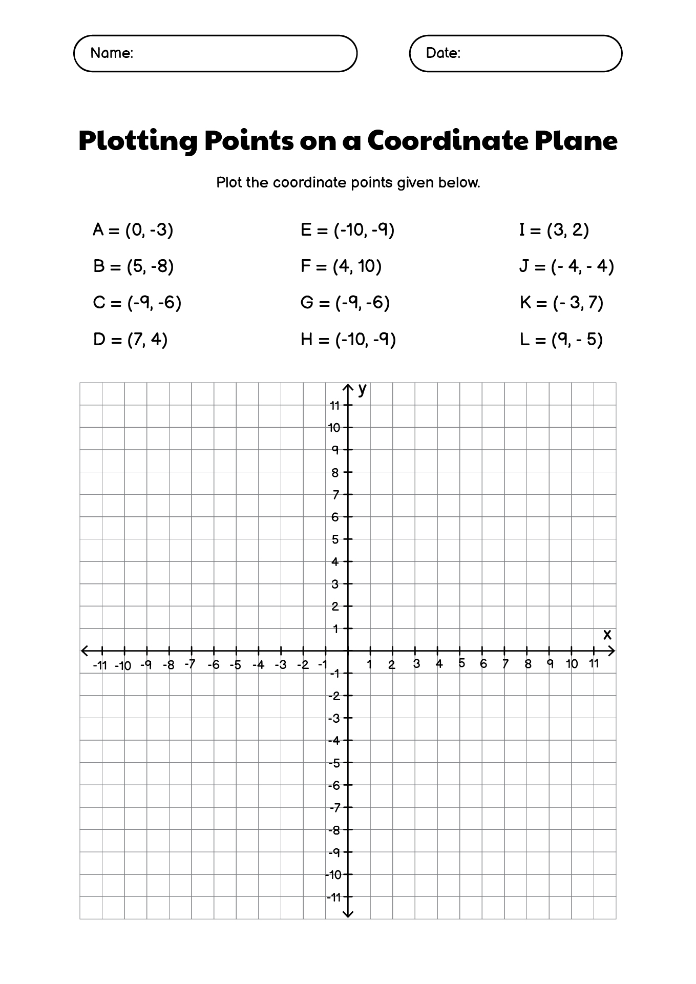 Cartesian Coordinate Grid Learning Worksheets