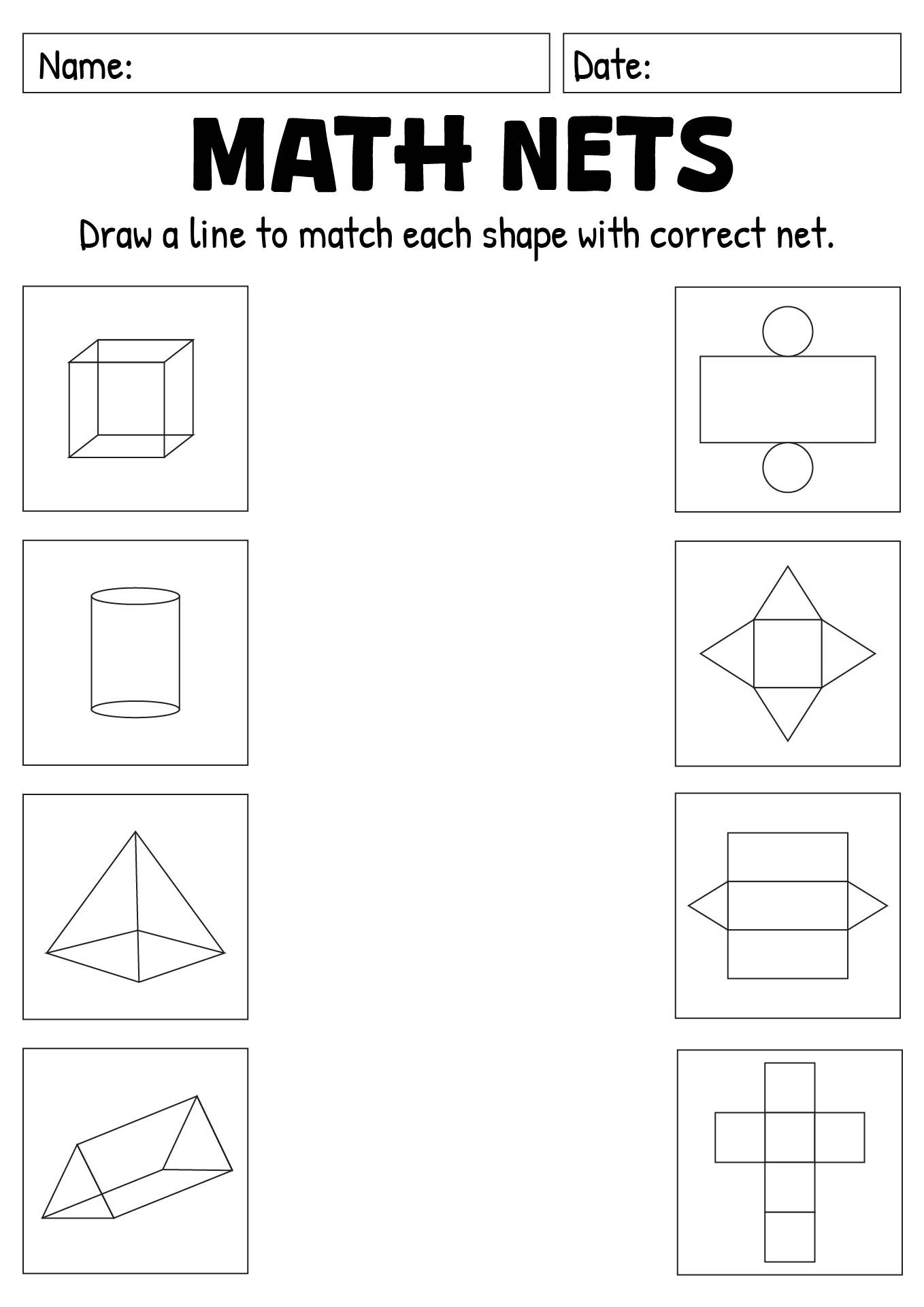 Classroom Math Nets Worksheet