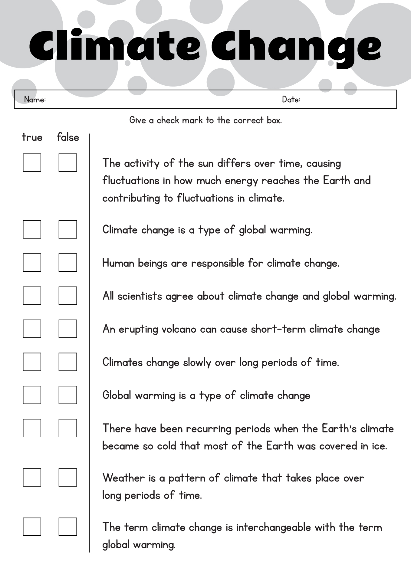 Climate Worksheets Middle School