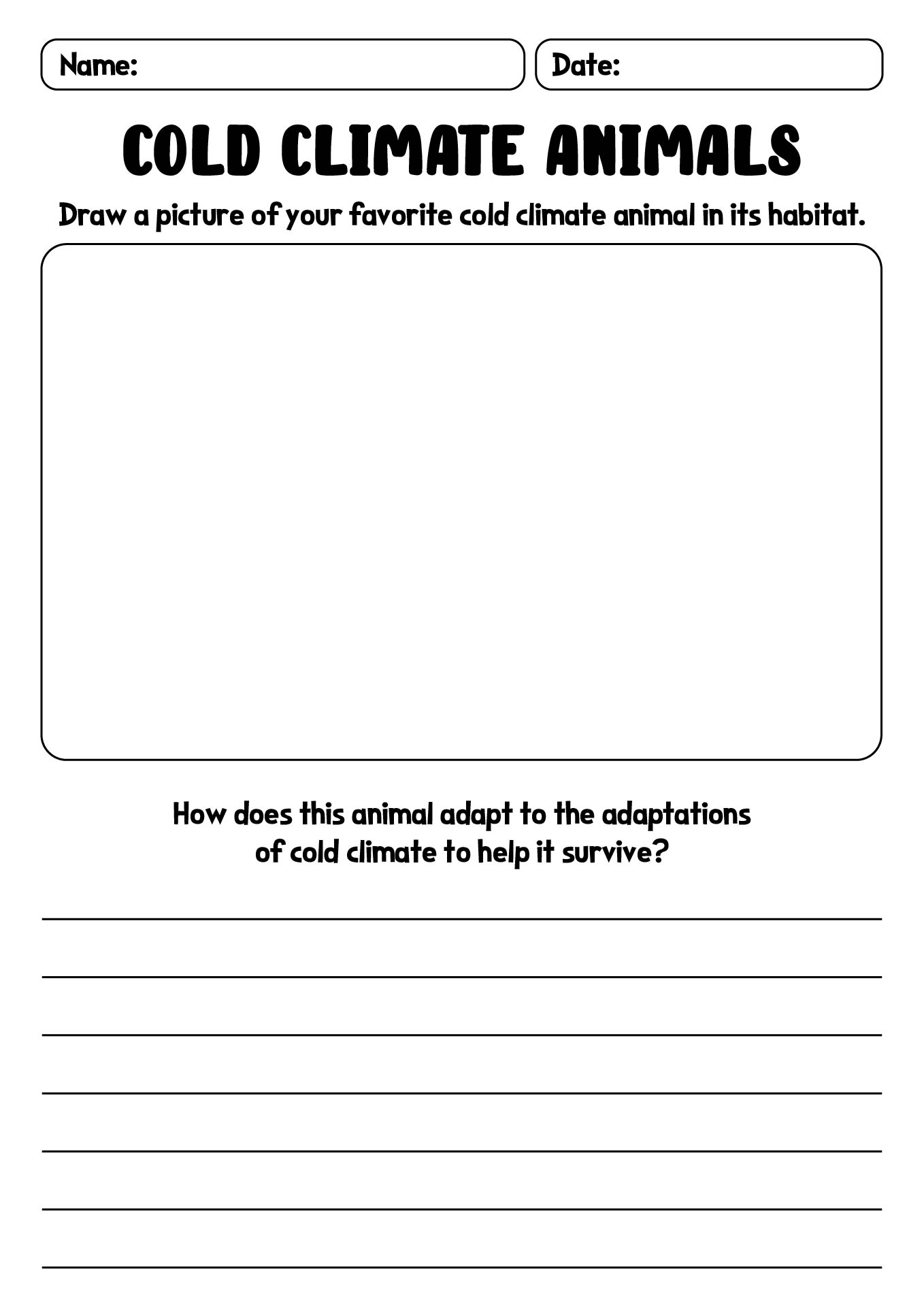 Cold Climate Animals Fact Sheet