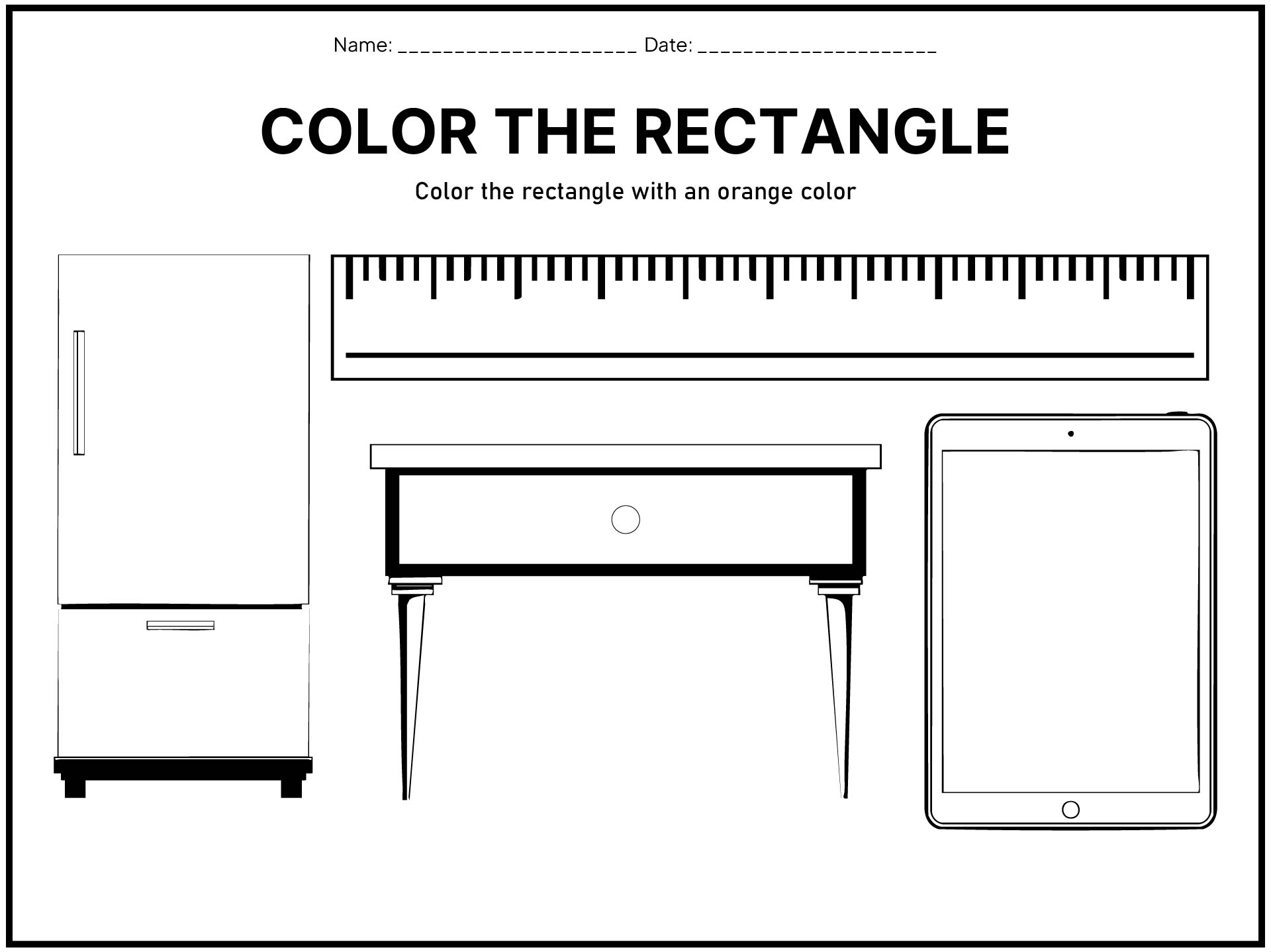 Color the rectangles worksheet for preschool