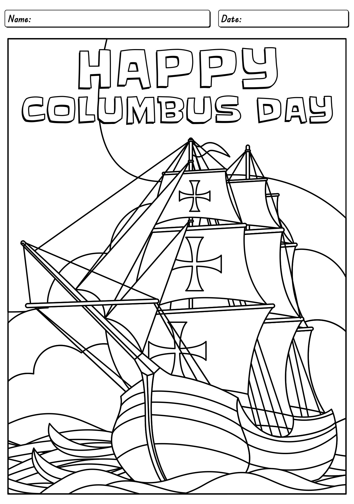 Columbus Day Coloring Sheets For Kids