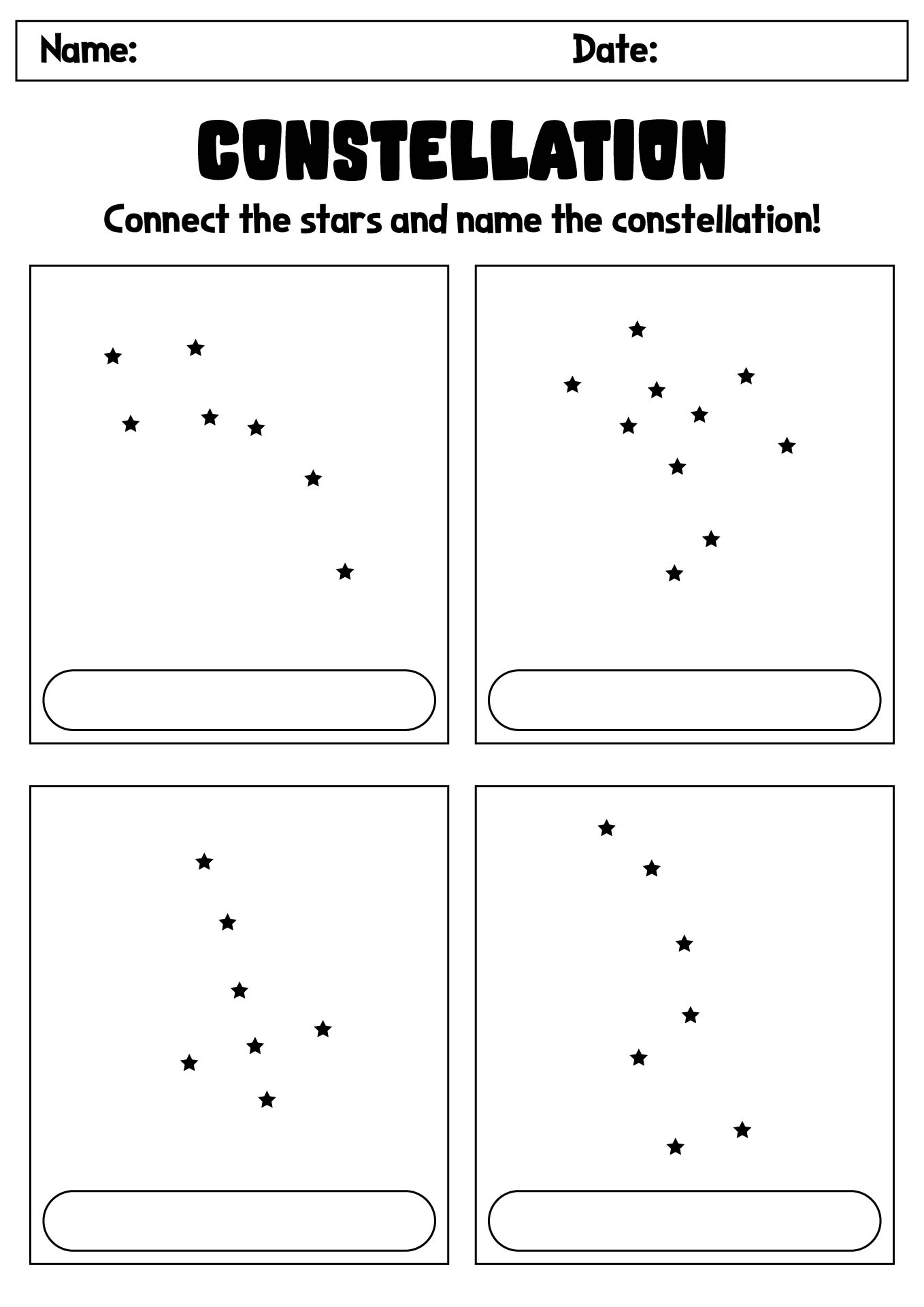 Constellation Connect the Dots Worksheet for Kids