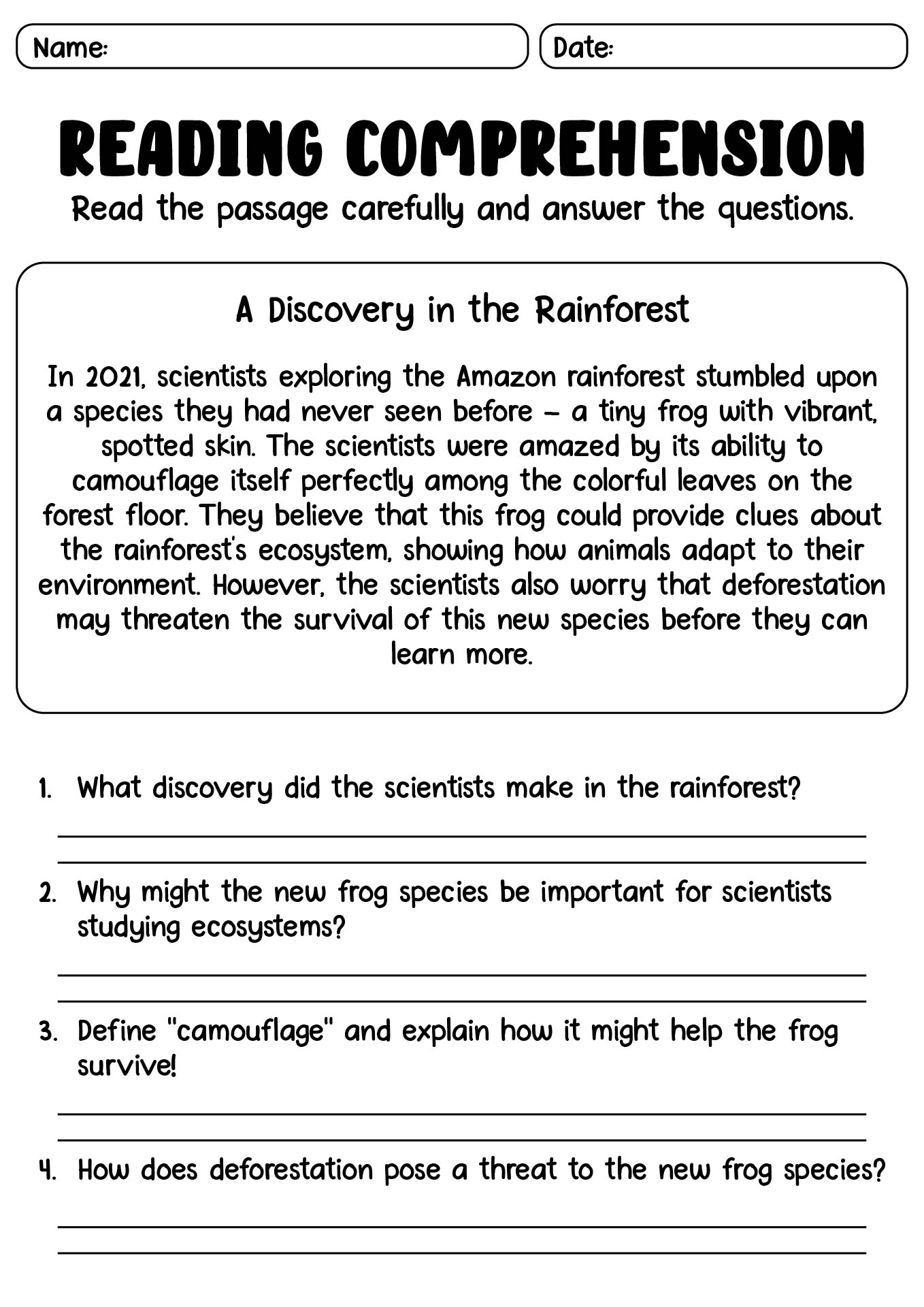 Daily Reading Comprehension Grade 7