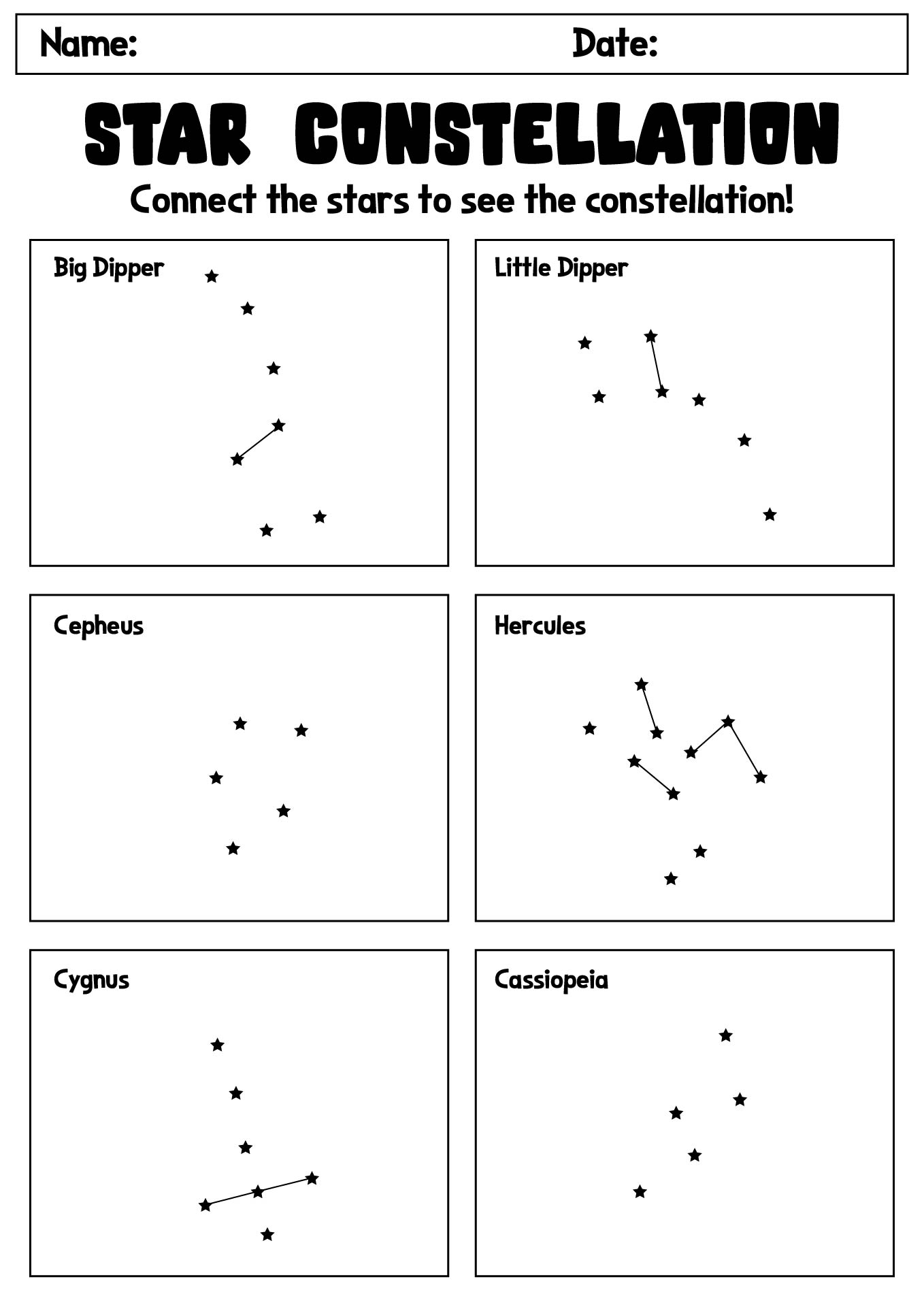 Dot Printable Constellations for Kids