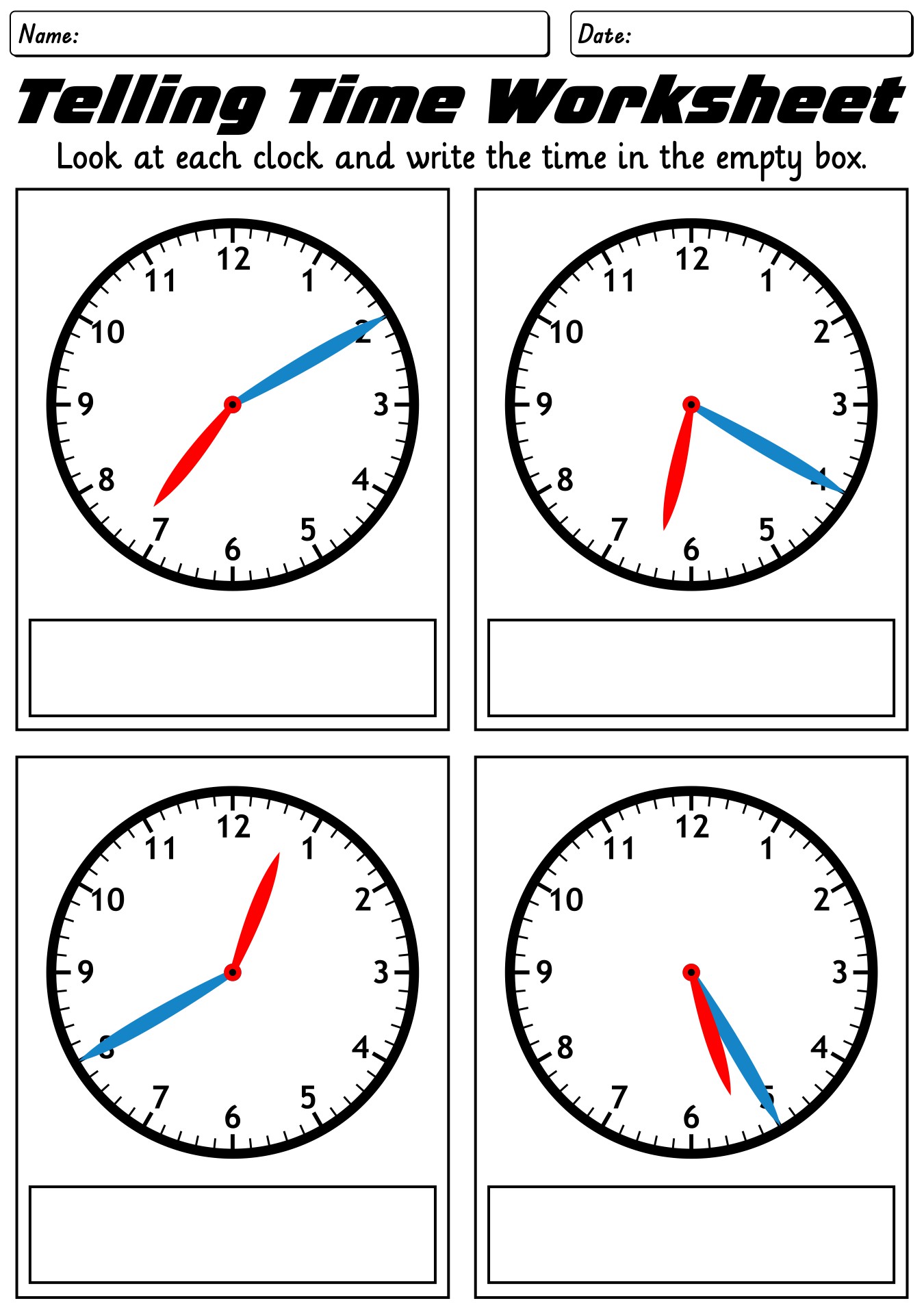 Educational Clock Face Worksheets: 5 Minutes