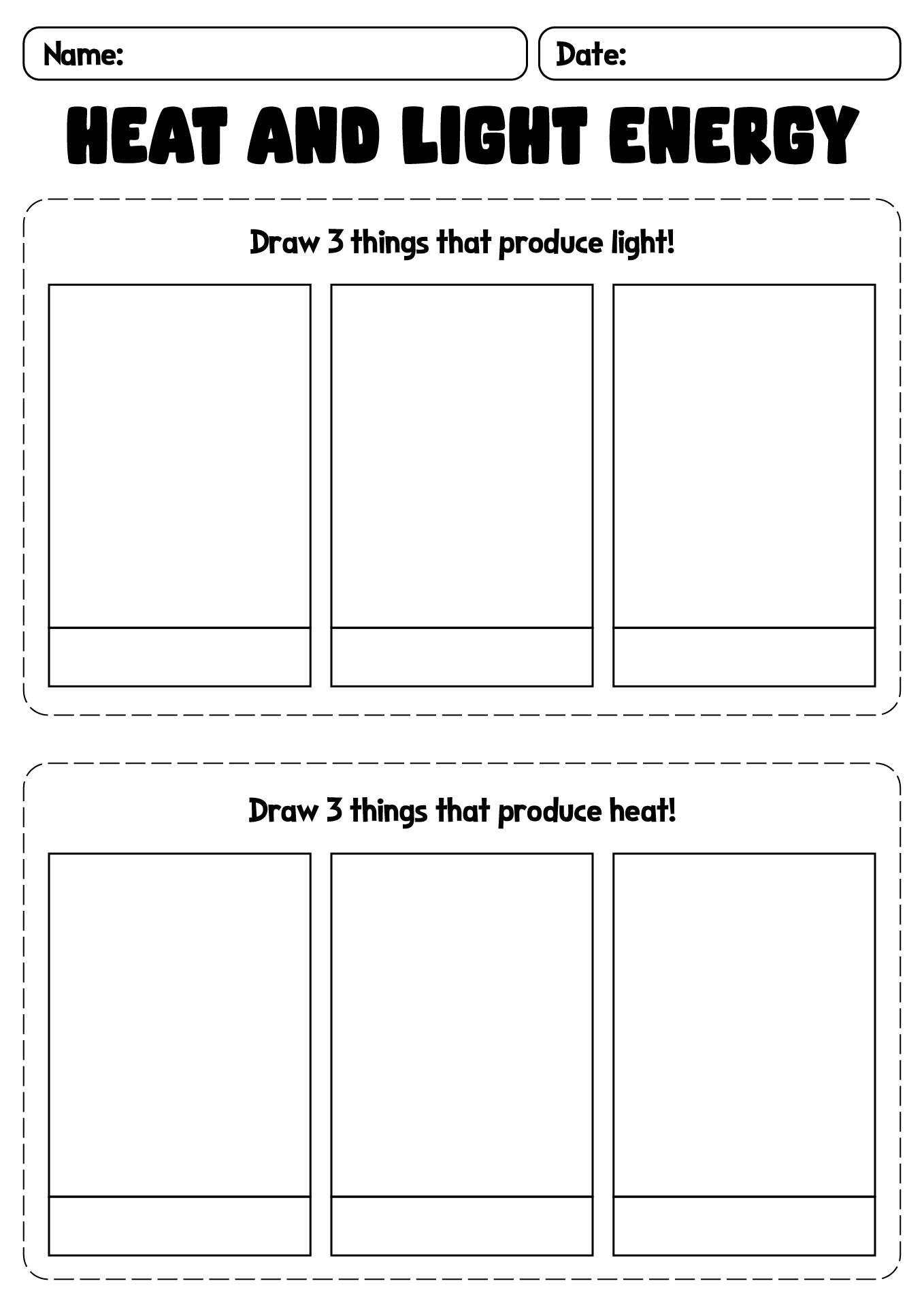 Elementary Science Worksheets Heat and Light