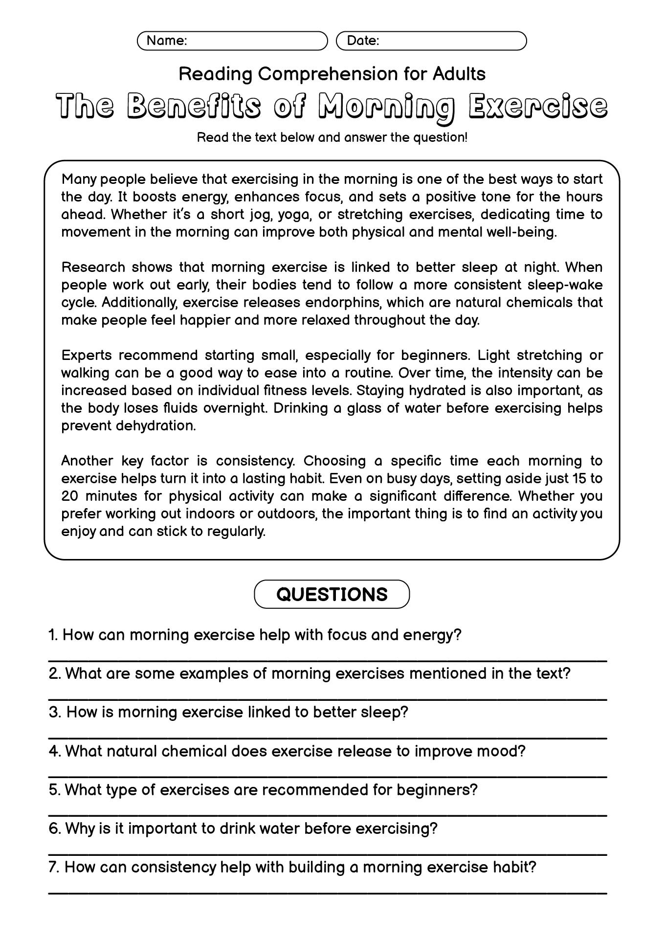 ESL Reading Comprehension Worksheets for Adults