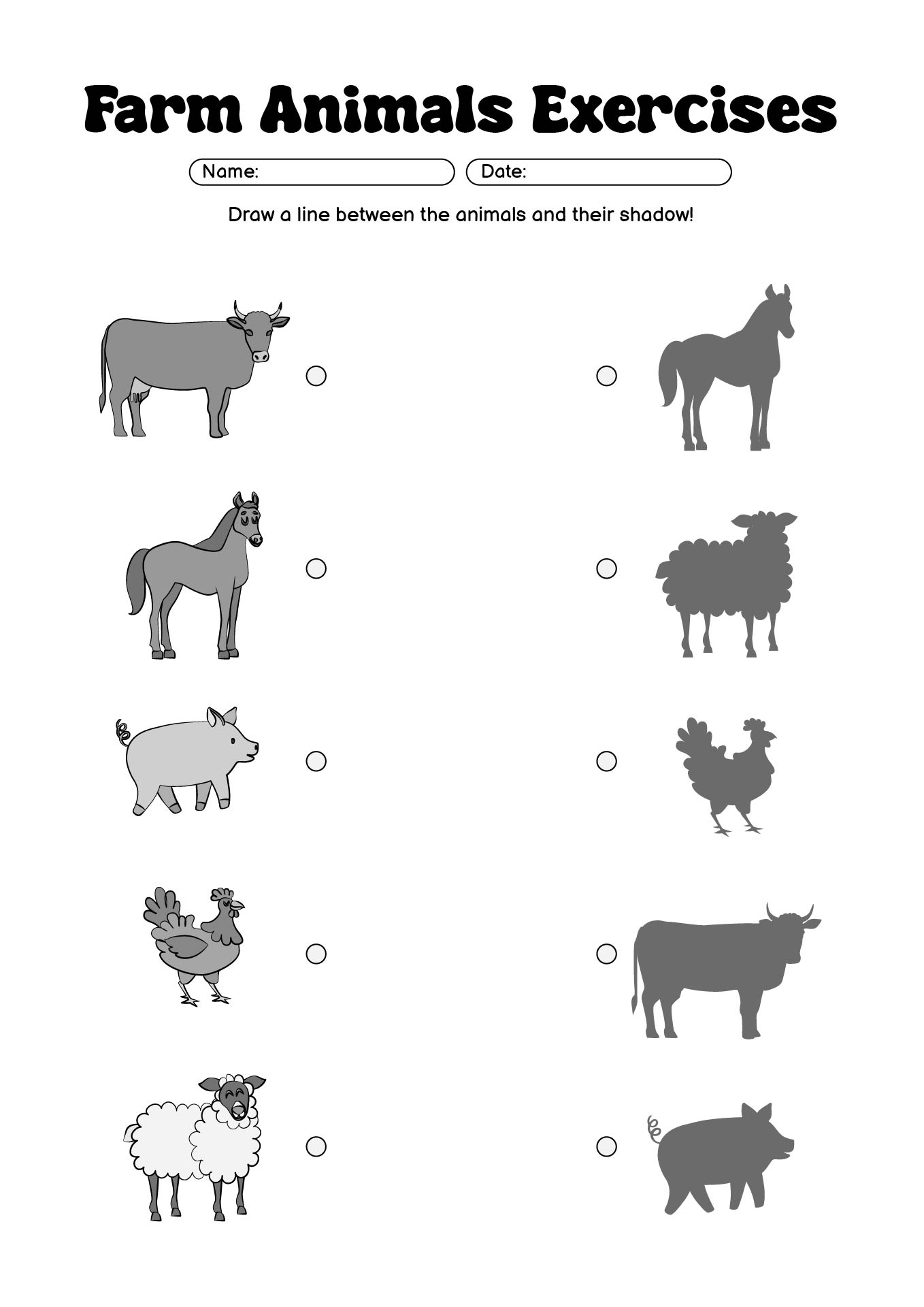 Farm Animal Matching Exercises for Children