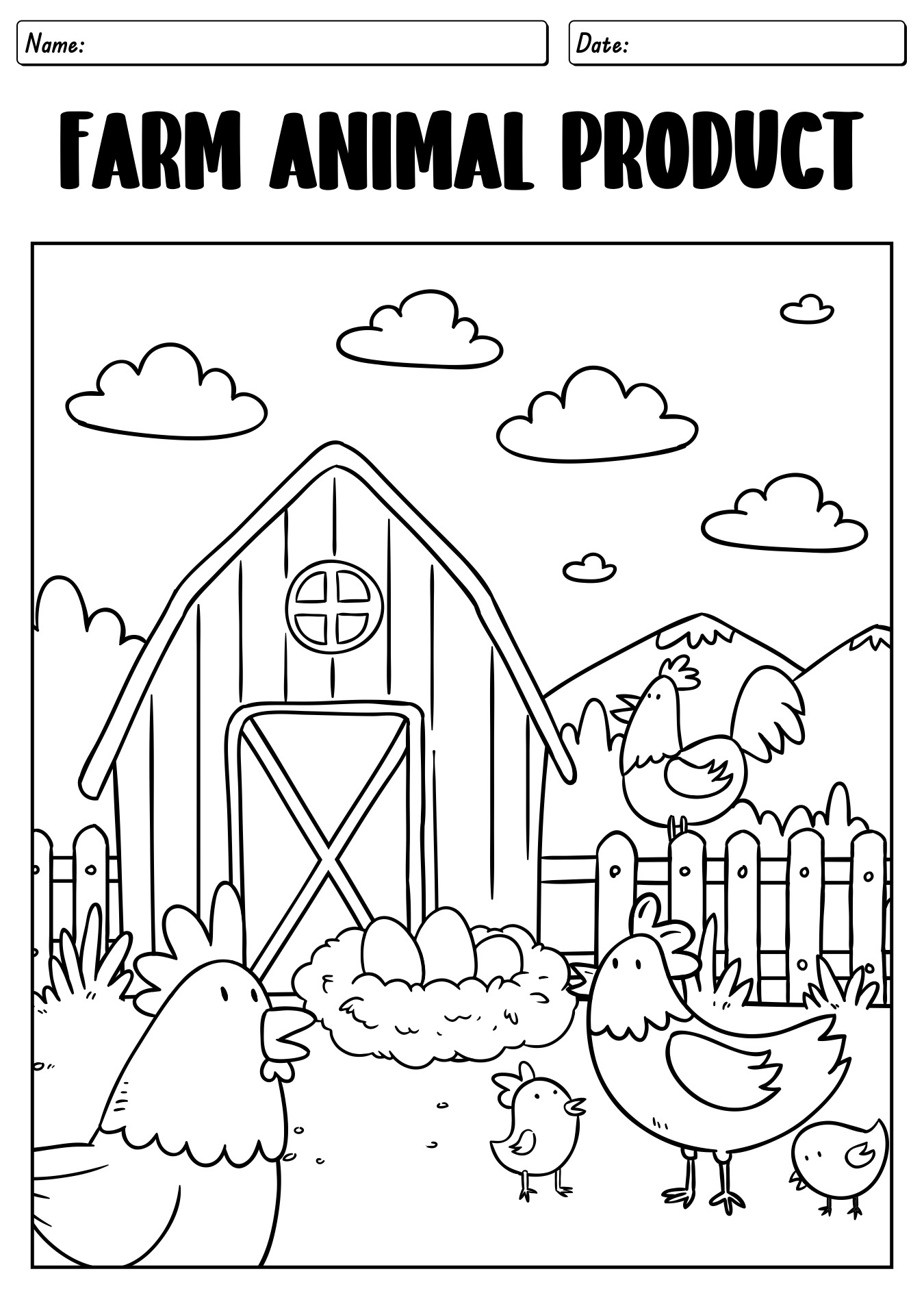 Farm Animal Products Activity Worksheet For Kids