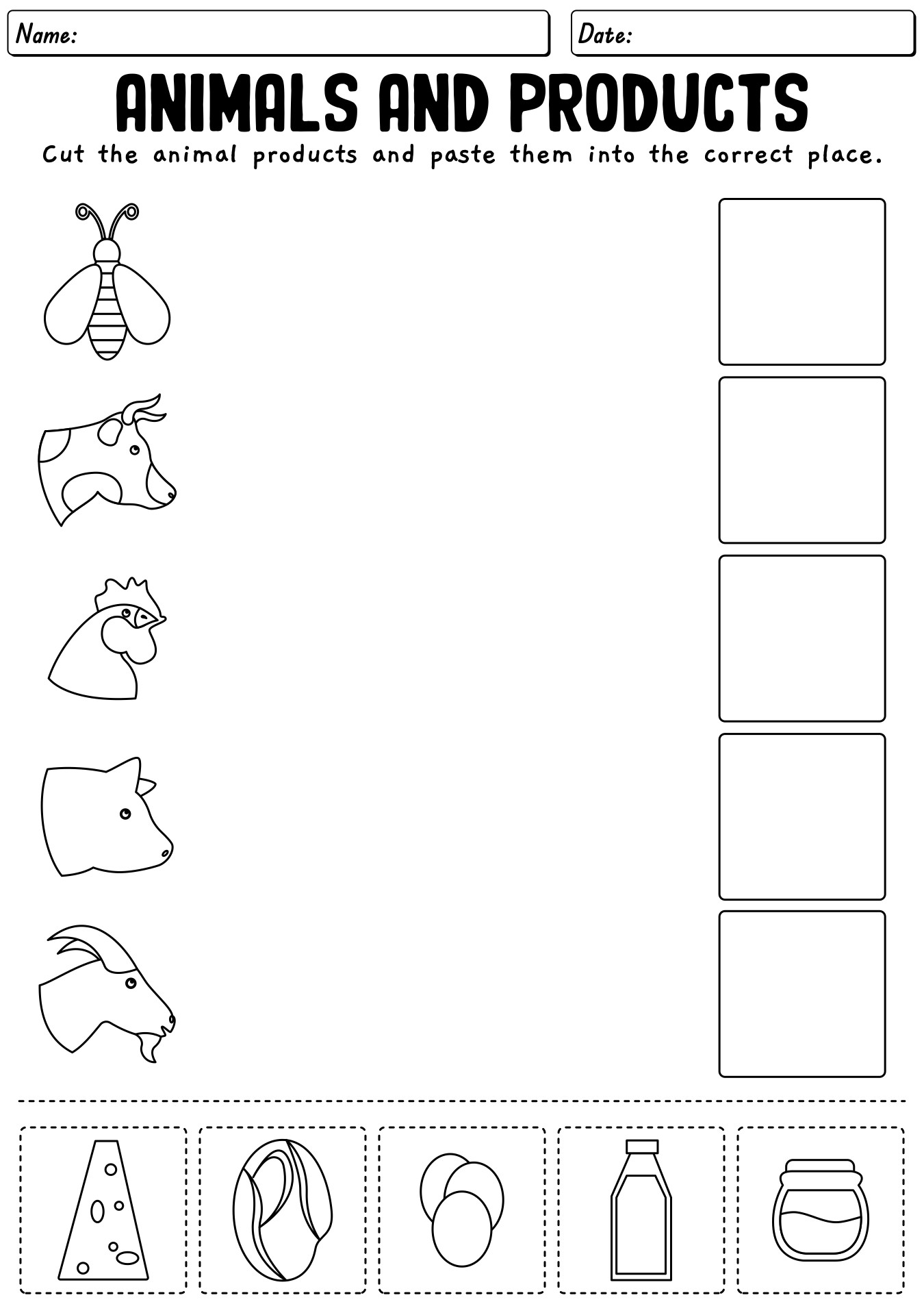 Farm Animal Products Identification Worksheet