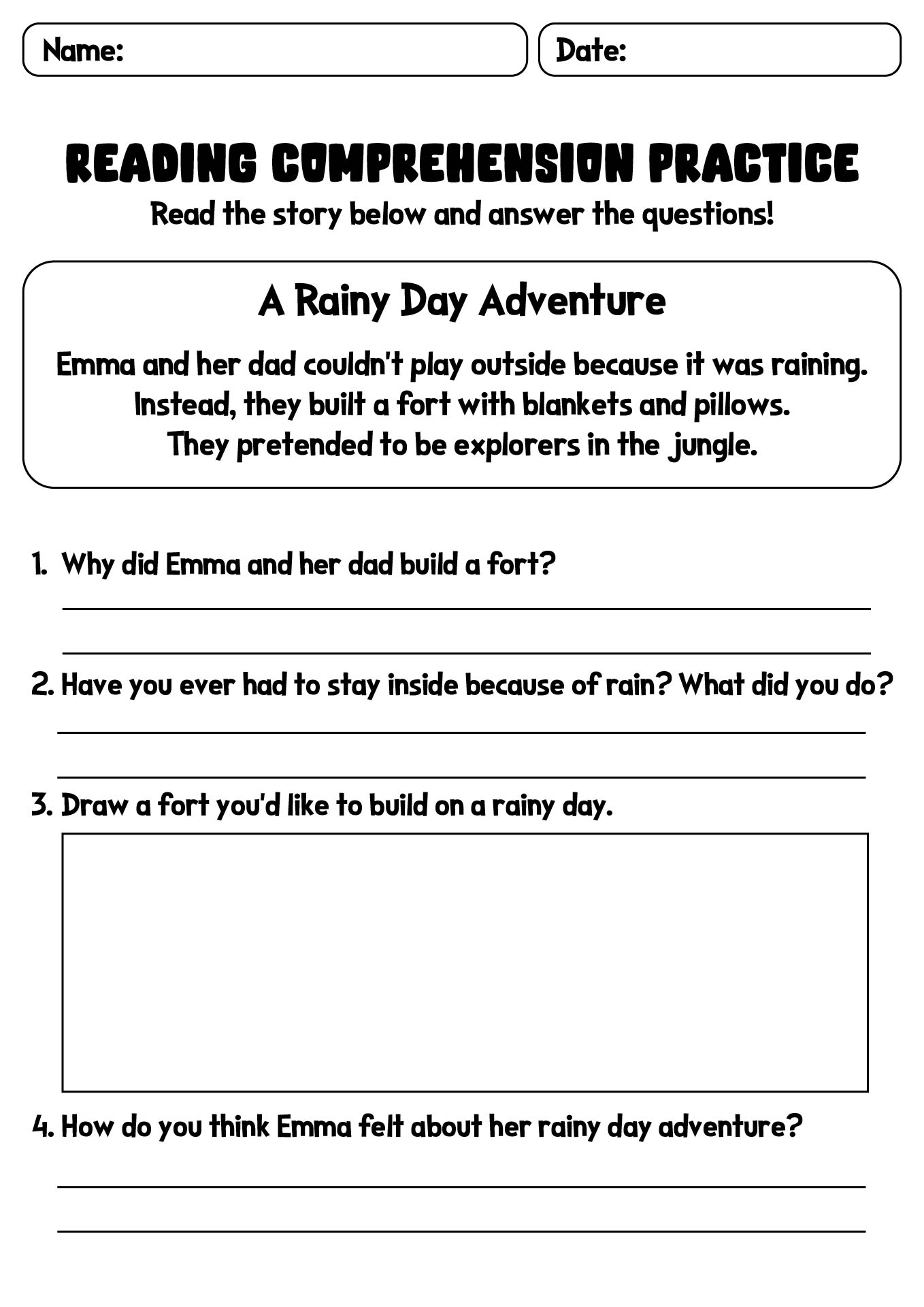 First Grade Reading Comprehension Practice Sheets