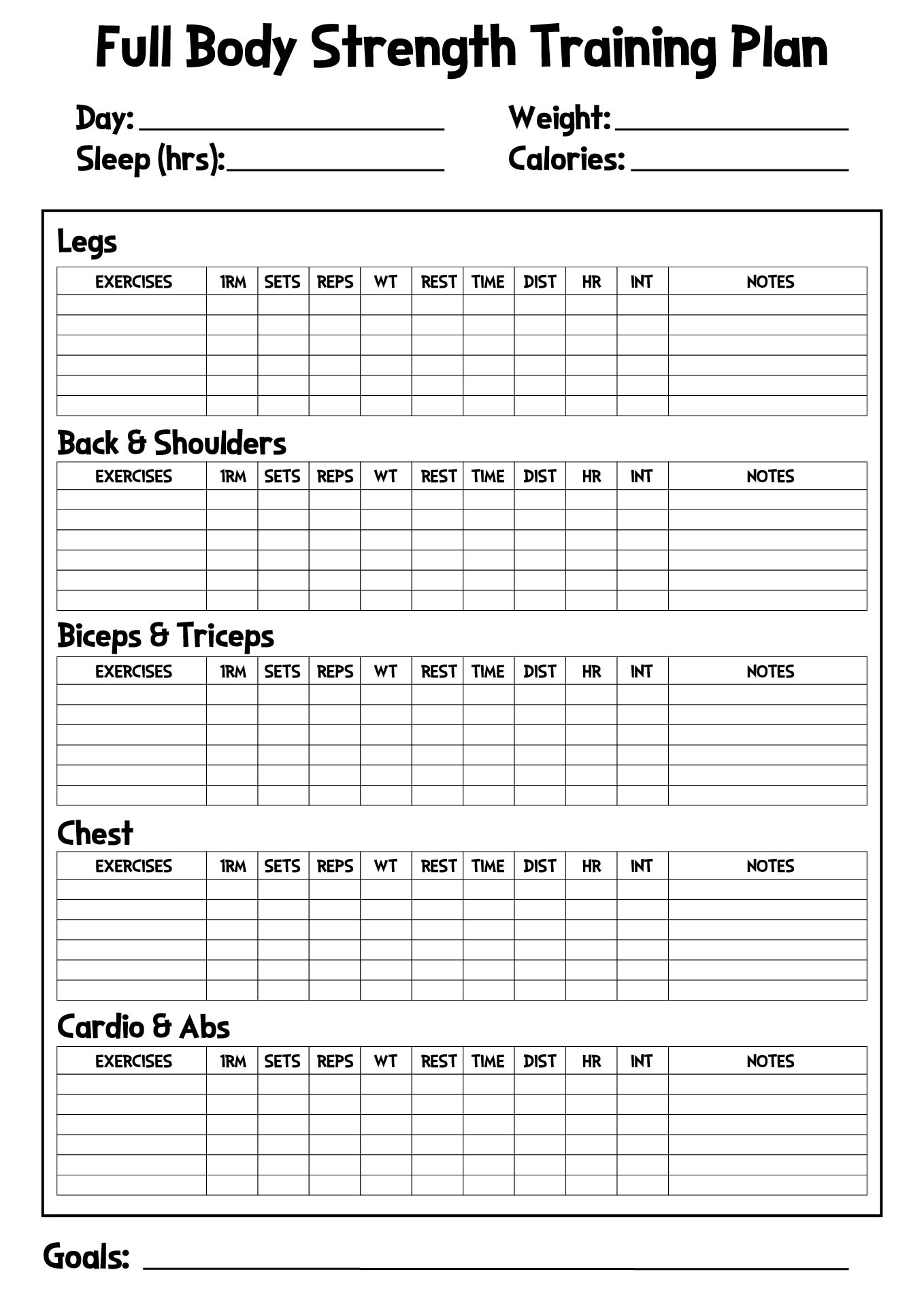 Full Body Strength Training Plan