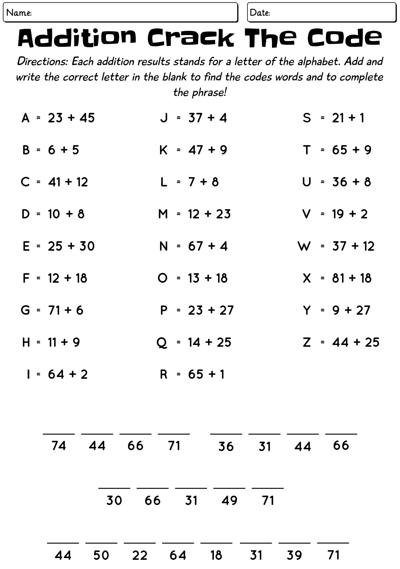 Fun Decoding Math Activities For Children