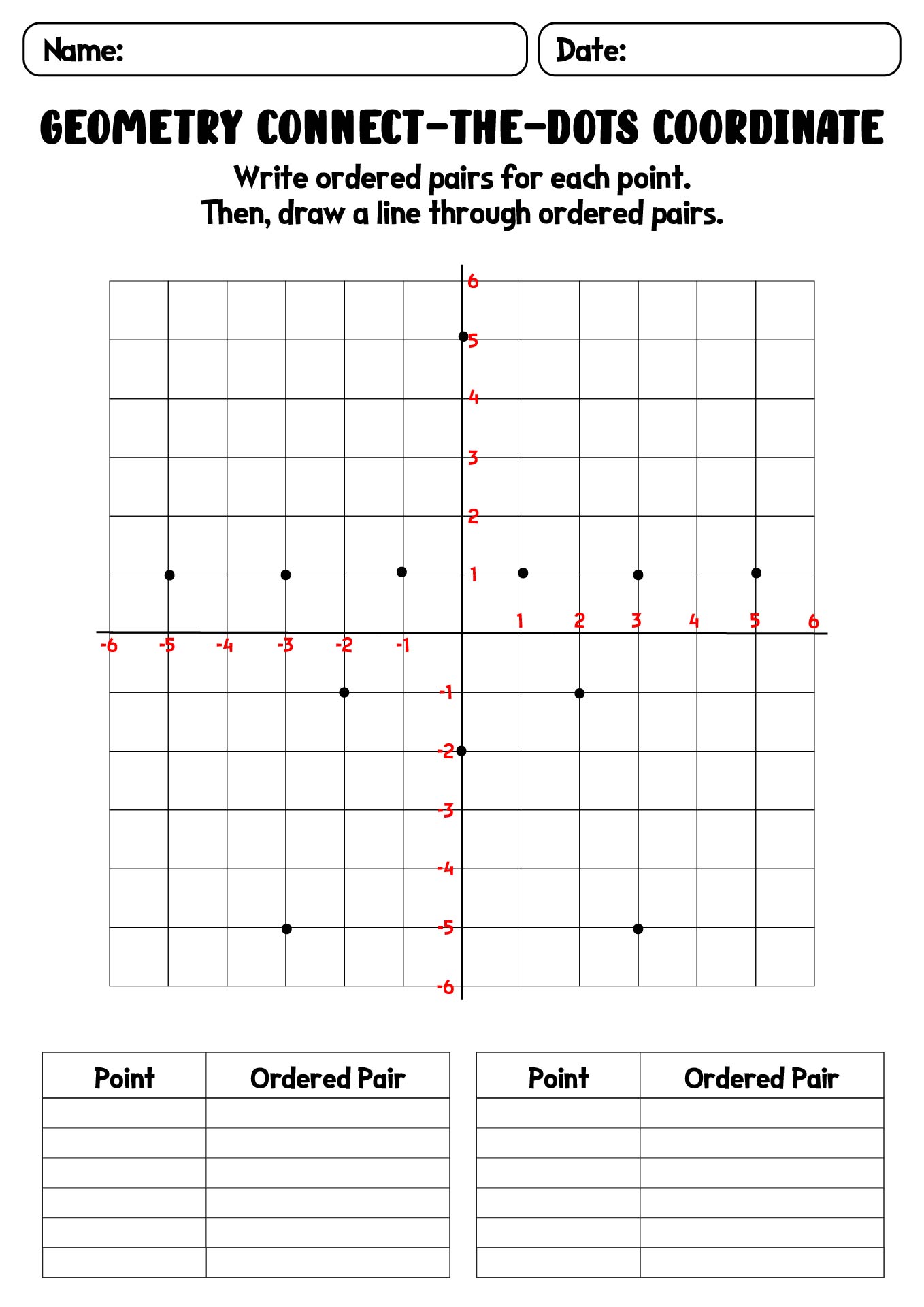 Geometry Connect-the-Dots Coordinate Grid Puzzles