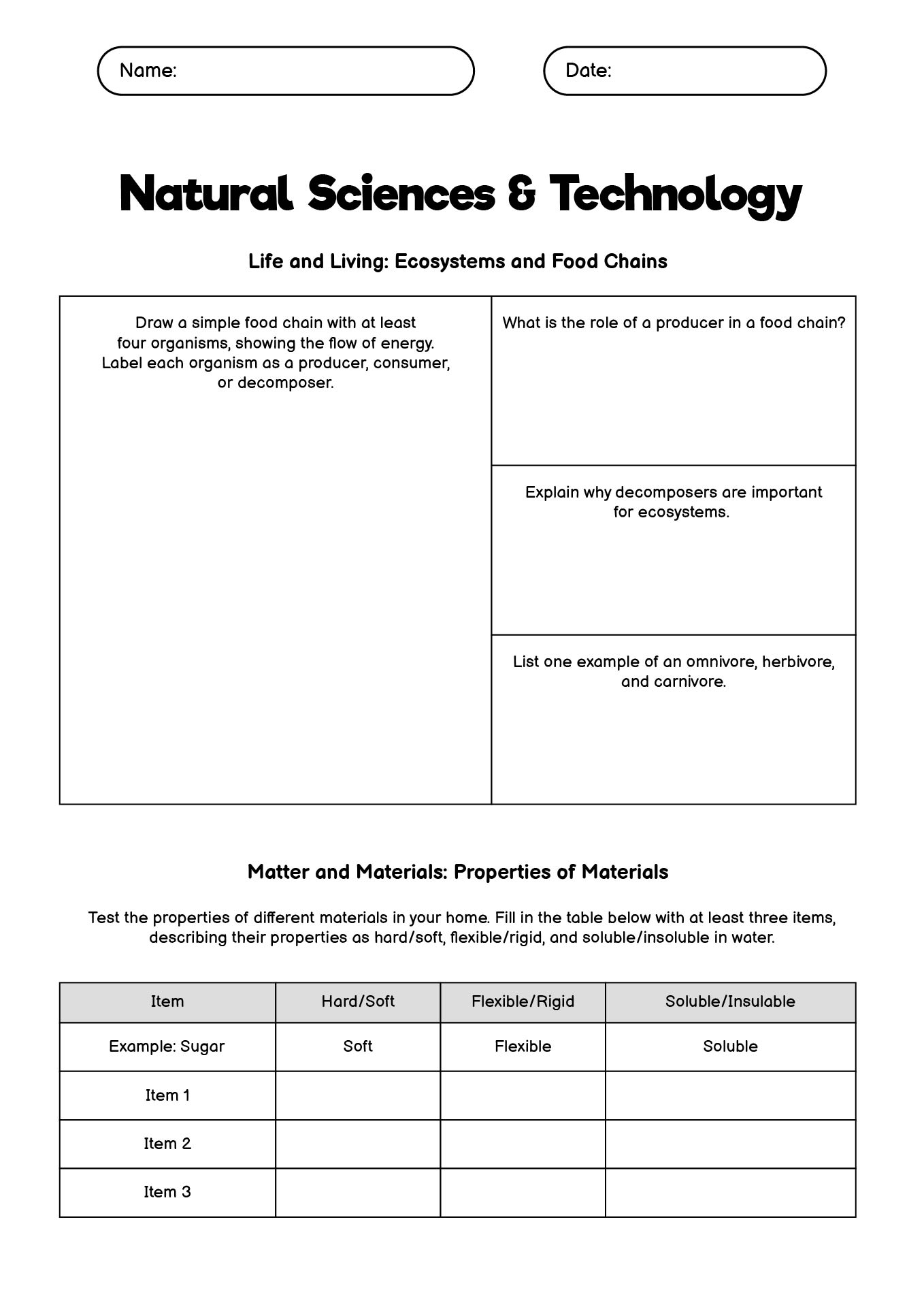 Grade 6 Natural Sciences & Technology Term