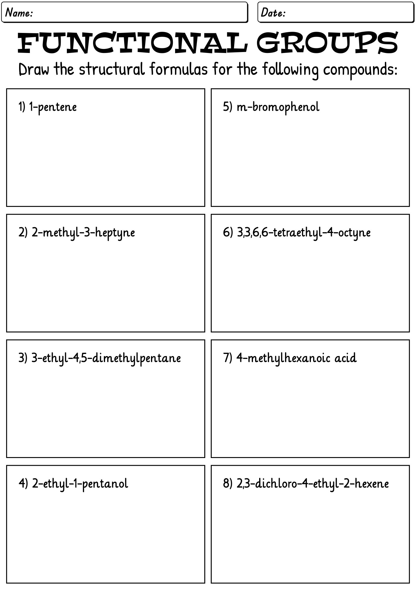 Introduction To Functional Groups Worksheet