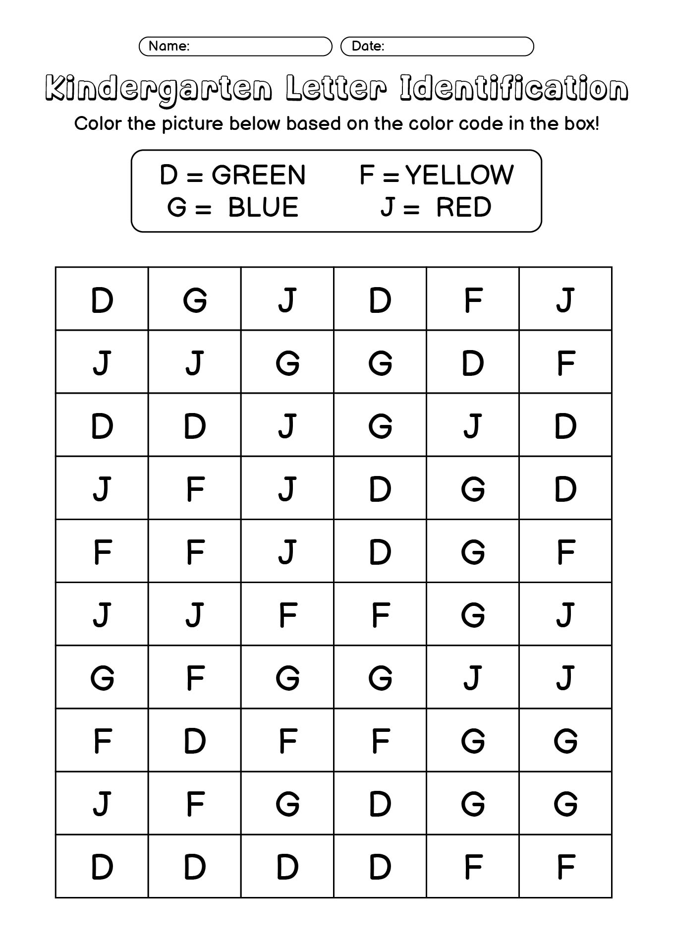 Kindergarten Letter Identification Coloring Sheets