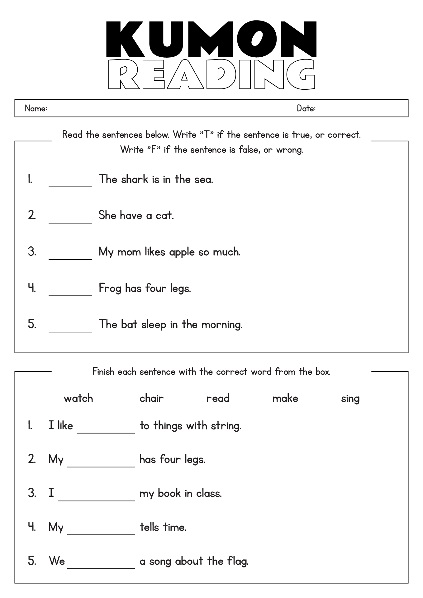 Kumon Reading Worksheets For 1st Graders