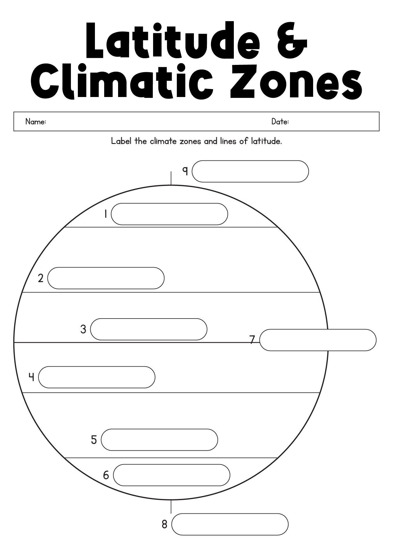 Latitude And Climatic Zones Worksheet