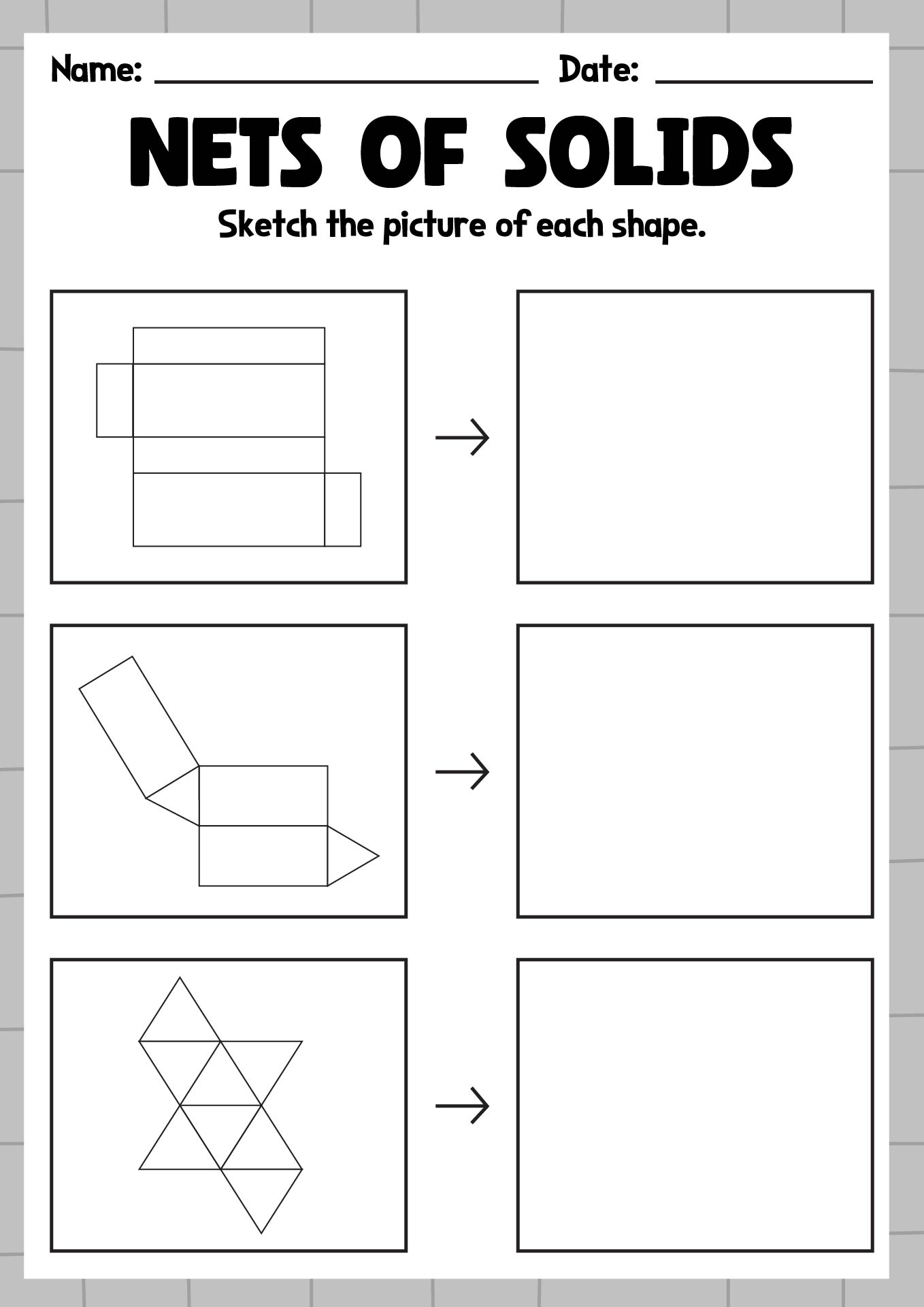 Math Nets of Solids Practice Sheet