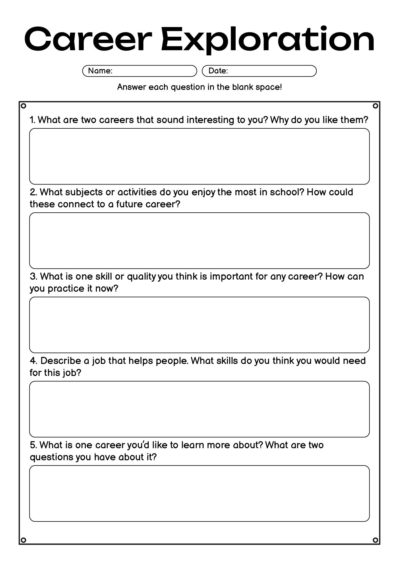 Middle School Career Exploration Activities