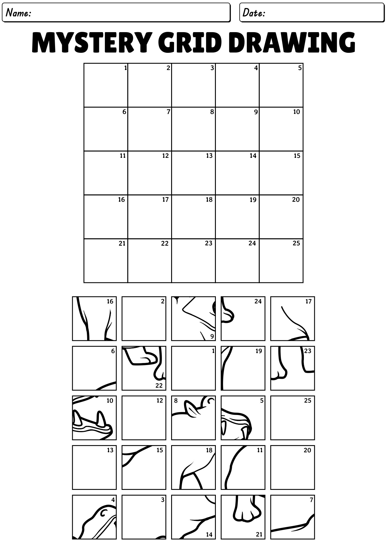 Mystery Grid Art Activity Sheets