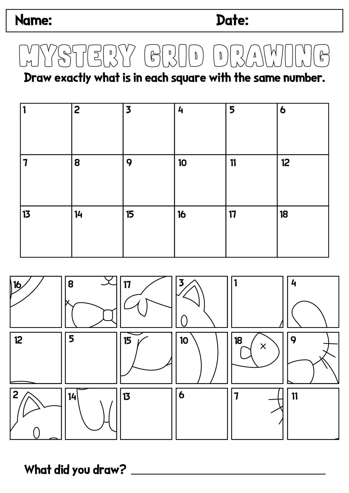 Mystery Grid Drawing Art Activities